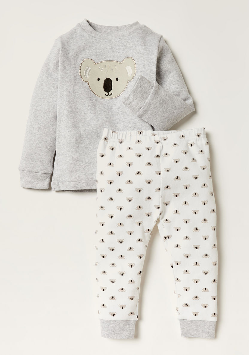Giggles Koala Applique Long Sleeve T-shirt and Pyjama Set-Pyjama Sets-image-0