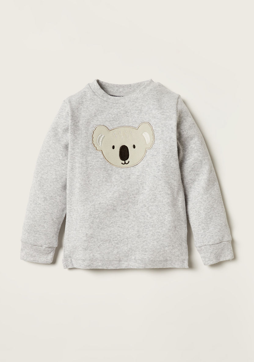 Giggles Koala Applique Long Sleeve T-shirt and Pyjama Set-Pyjama Sets-image-1
