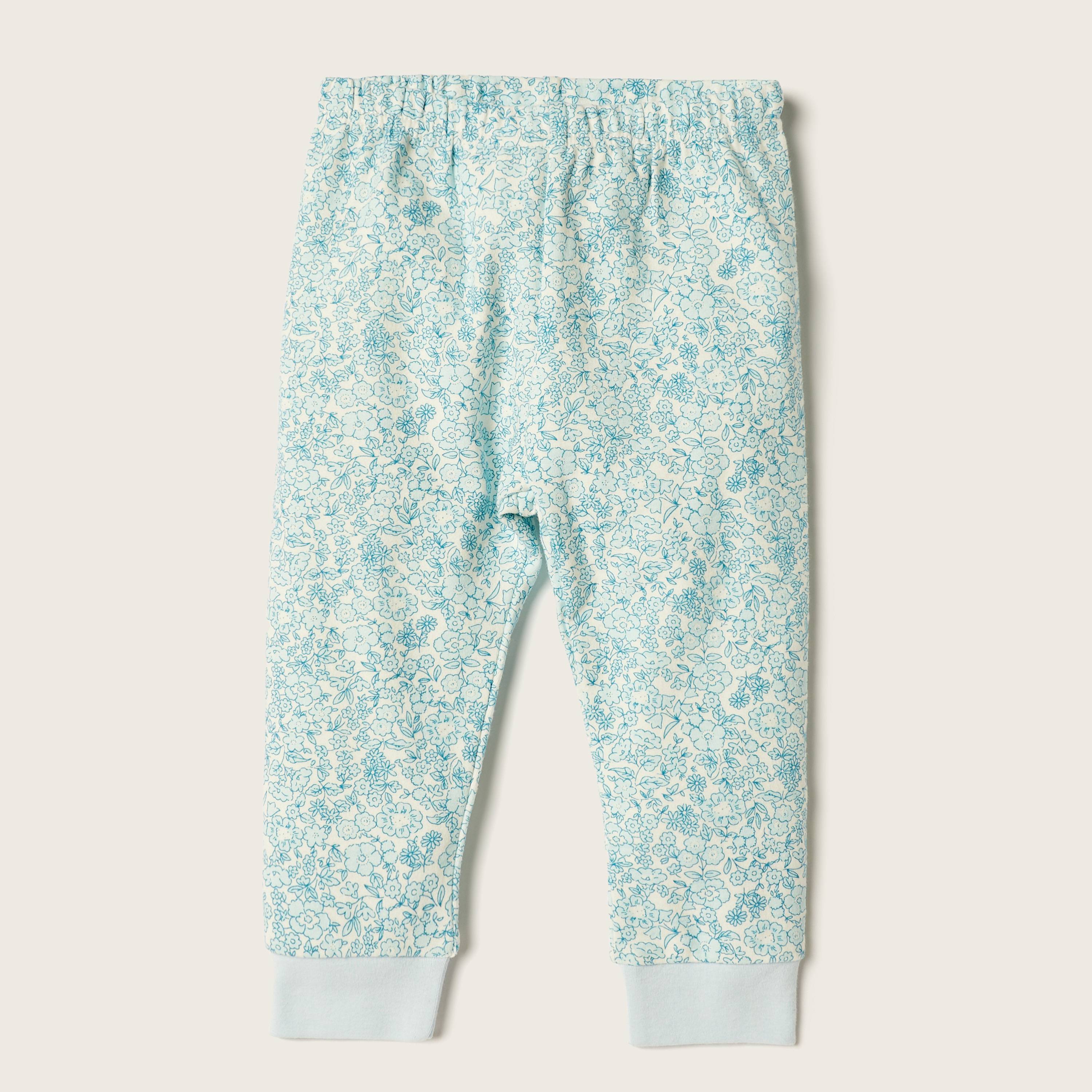 Giggles Floral Printed T-shirt with Ruffles and Pyjama Set-baby-girls-clothing-nightwear-pyjamasets-image-3