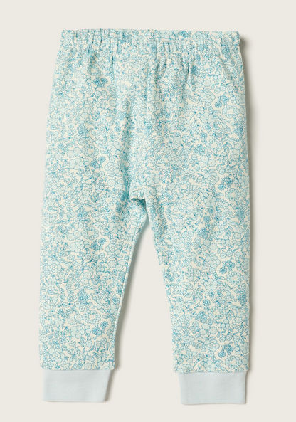 Giggles Floral Printed T-shirt with Ruffles and Pyjama Set-Pyjama Sets-image-2