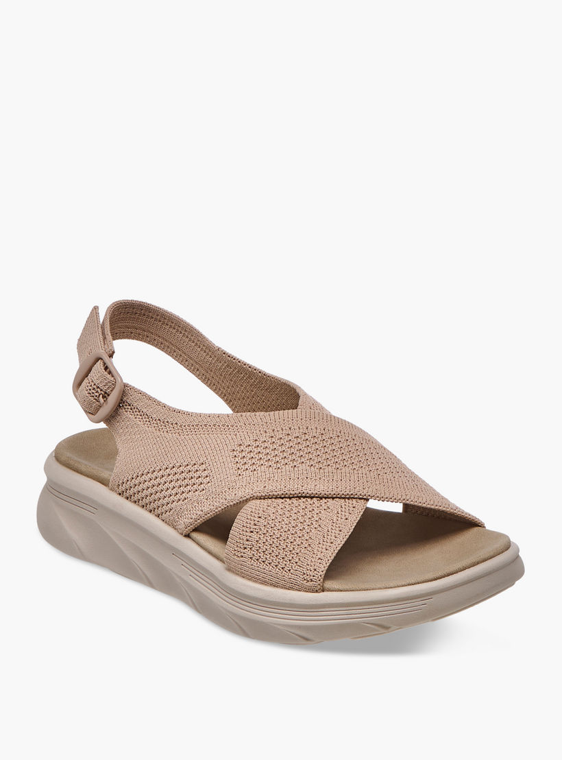 صندل بارز الملمس بأحزمة متقاطعة وإبزيم إغلاق من فلورا بيلا-women-shoes-flats-sandals-image-2
