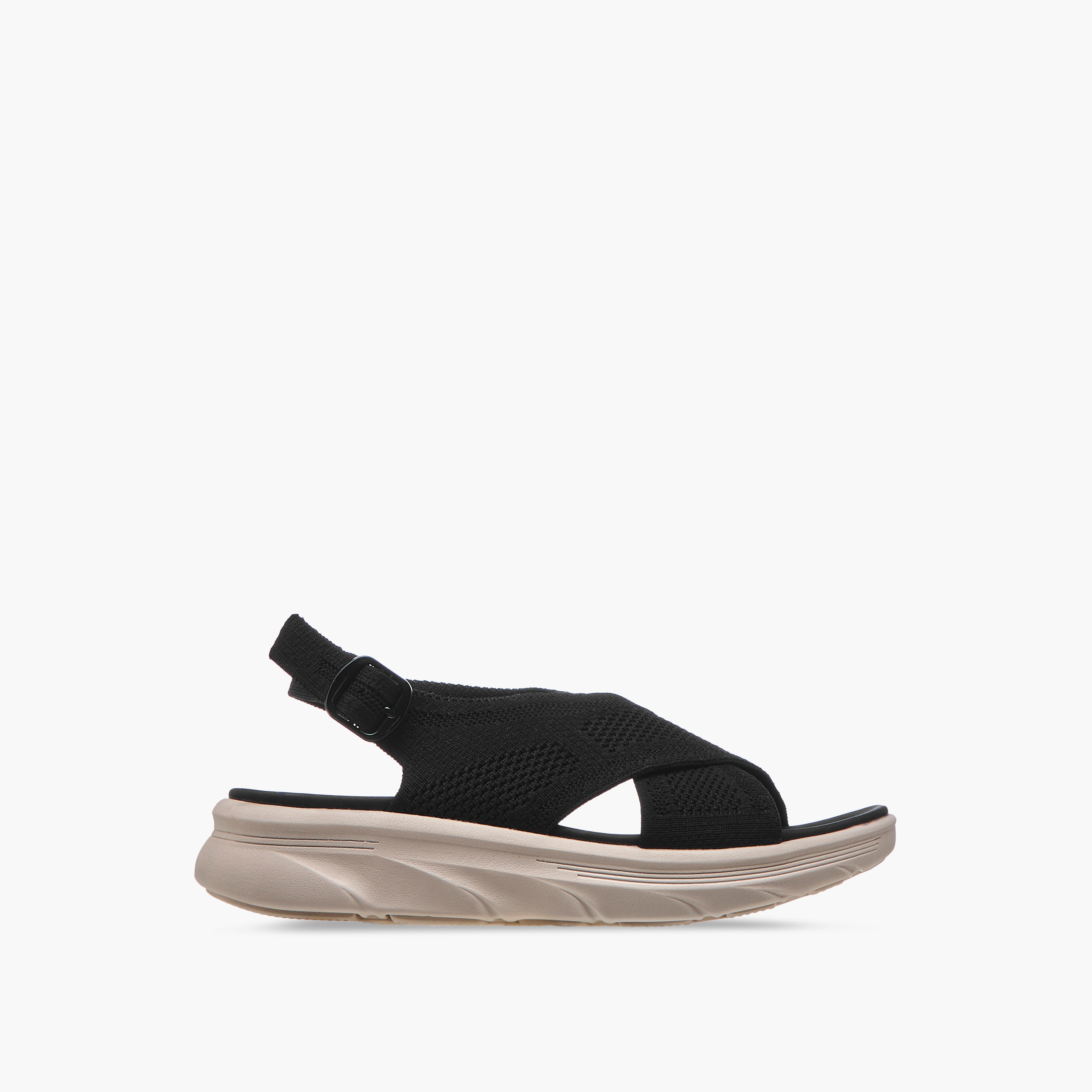 صندل بارز الملمس بأحزمة متقاطعة وإبزيم إغلاق من فلورا بيلا-women-shoes-flats-sandals-image-3