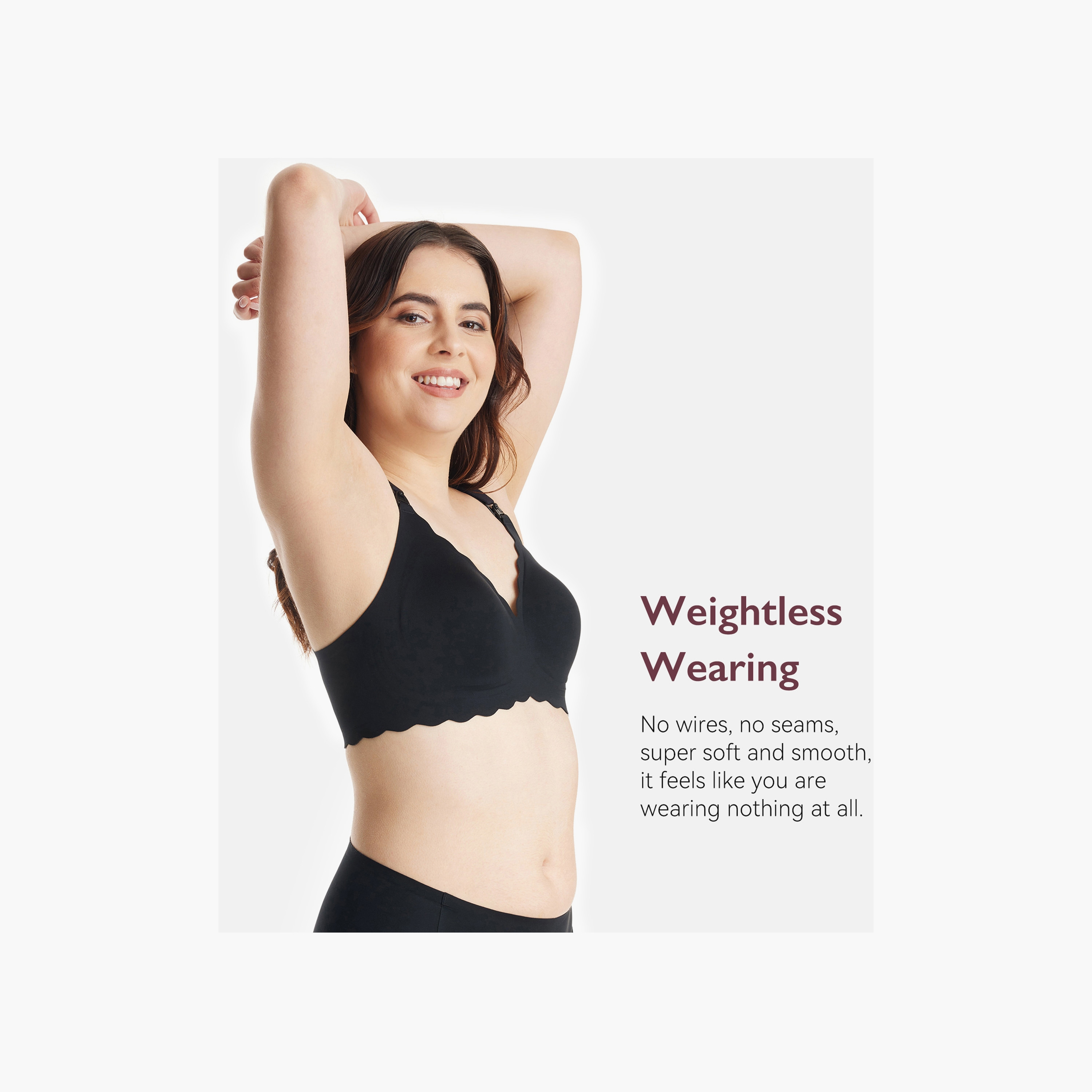 Momcozy Seamless Support Floral Nursing Bra - Black-baby-maternalcare-maternitywear-image-2