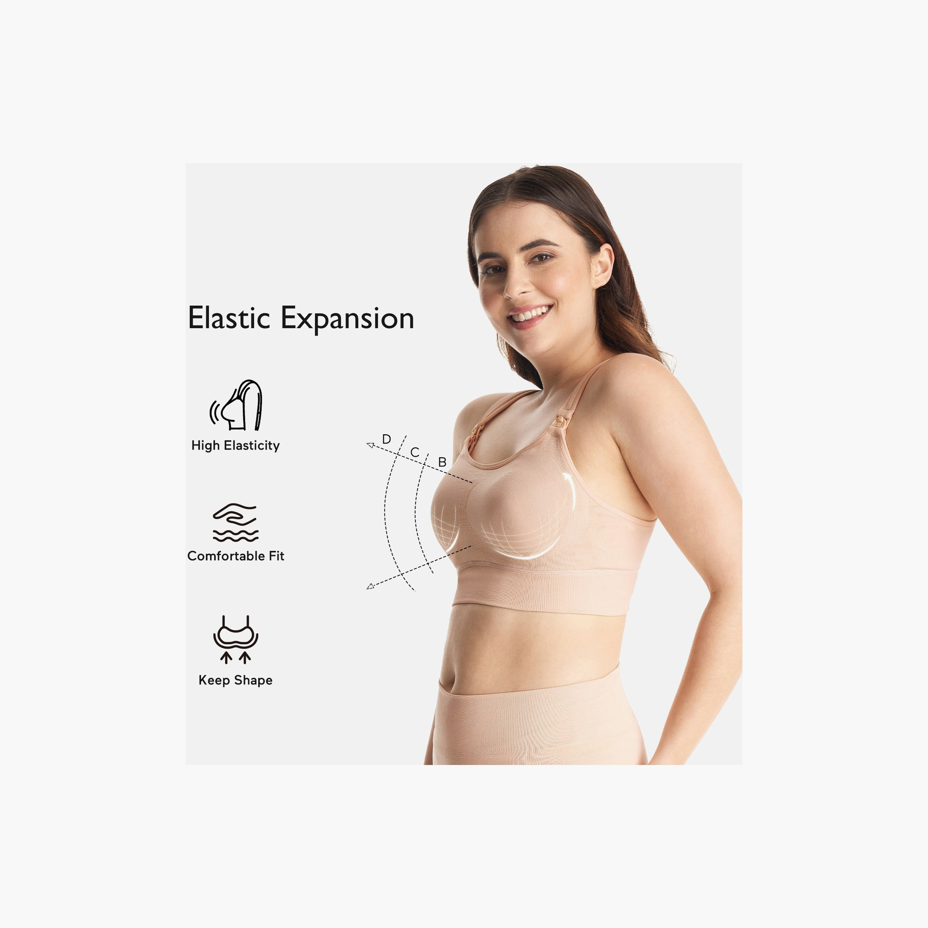 Momcozy All-in-One Super Flexible Pumping Bra - Beige-baby-maternalcare-maternitywear-image-2