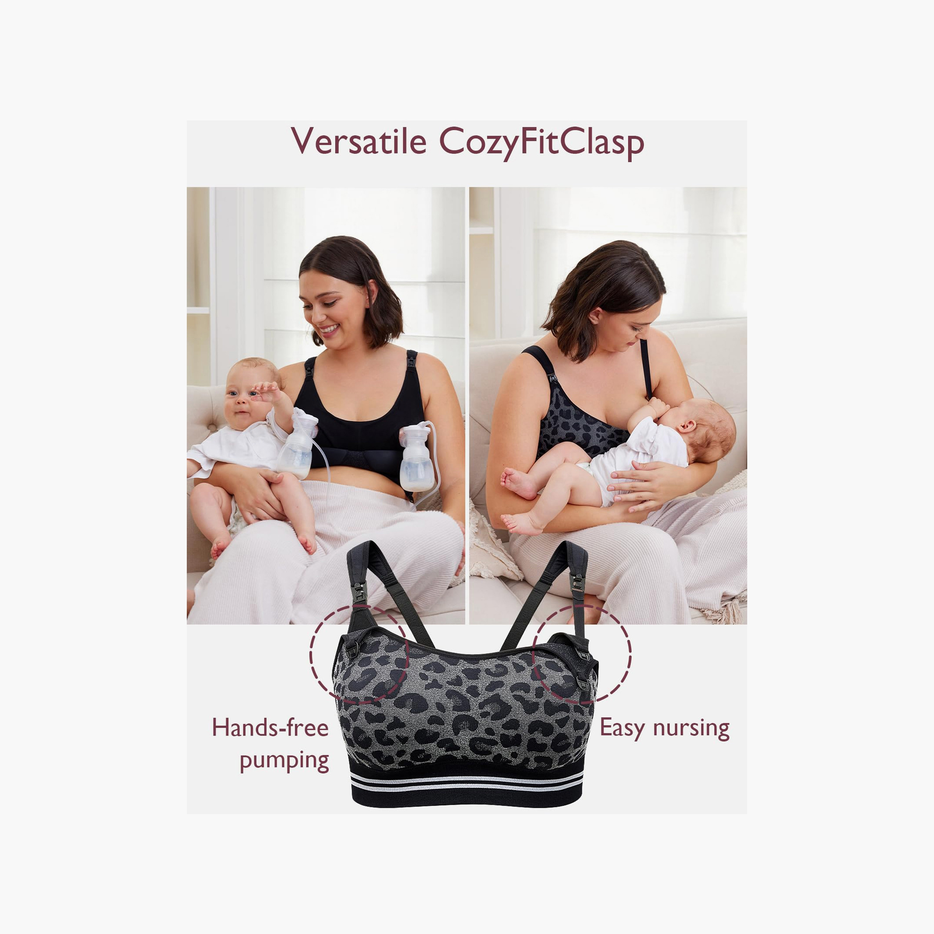 Momcozy 4-in-1 Hands-Free Pumping Bra - ‎Leopard Print - Grey-women-clothing-maternity-lingerie-bras-image-12