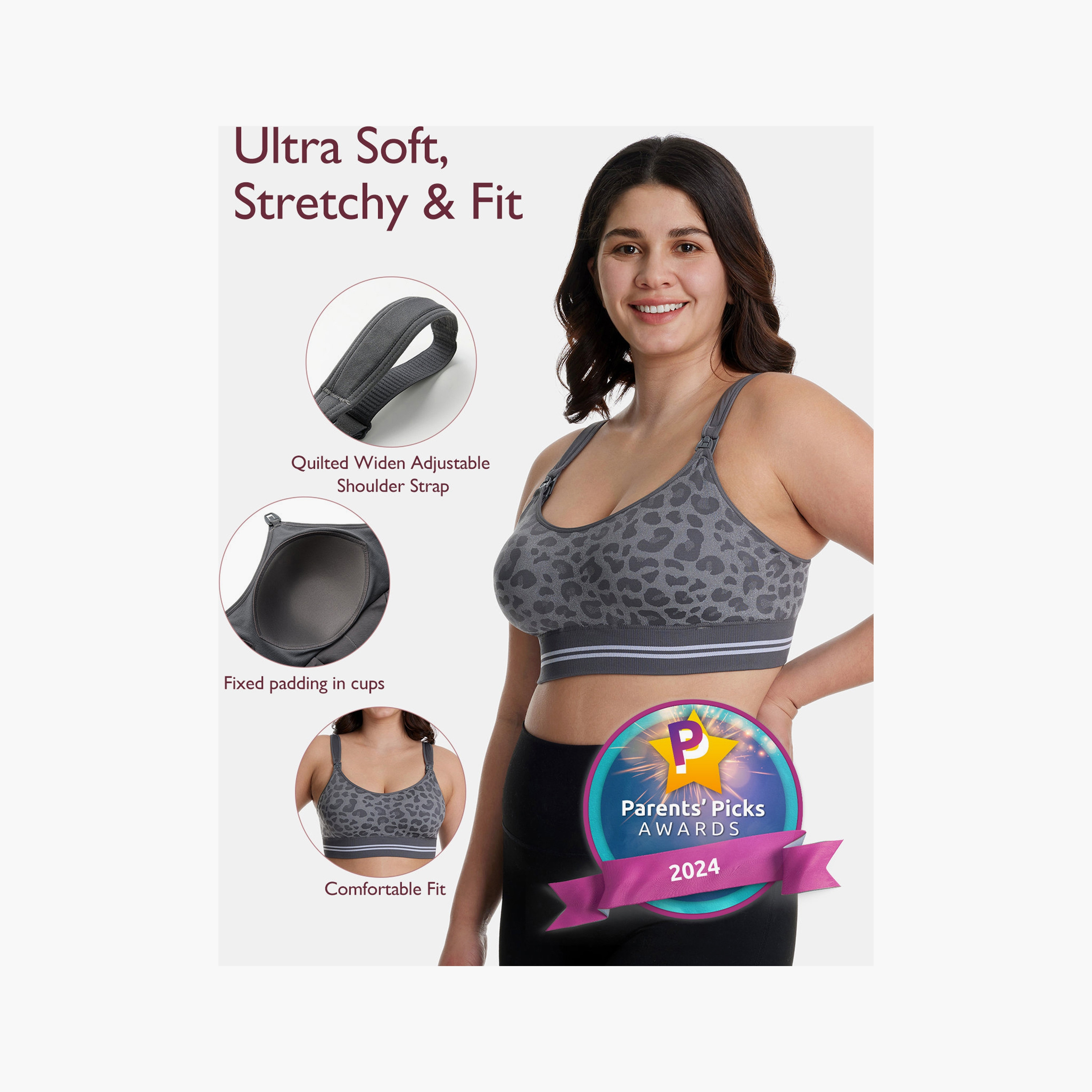 حمالة صدر للشفط بدون استخدام اليدين 4 في 1 نقشة فهد رمادي من مومكوزي-baby-maternalcare-maternitywear-image-8