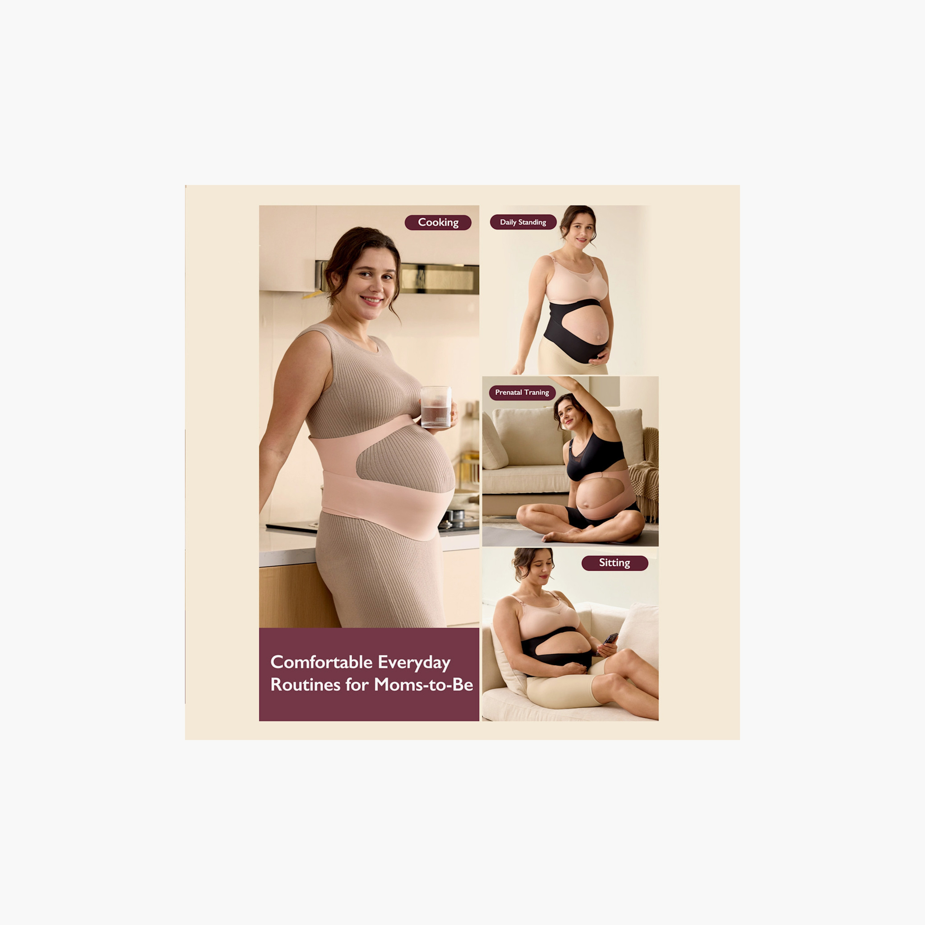 Momcozy Ergonest Maternity Belly Band - Beige - Medium-baby-maternalcare-maternitywear-image-5