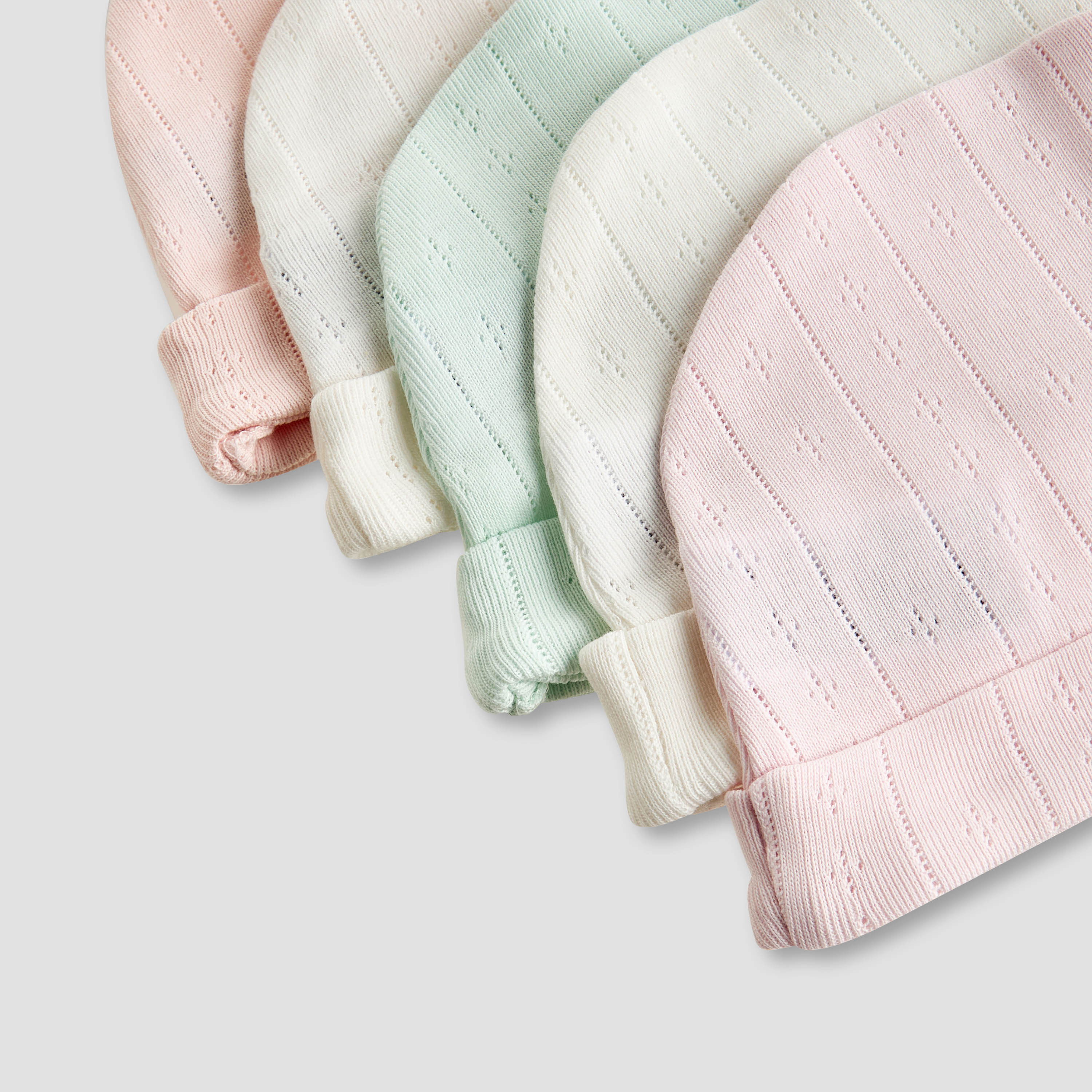 Juniors Baby Girls Beanie with Ribbed Texture - Cotton - Set of 5-baby-girls-accessories-caps-image-8