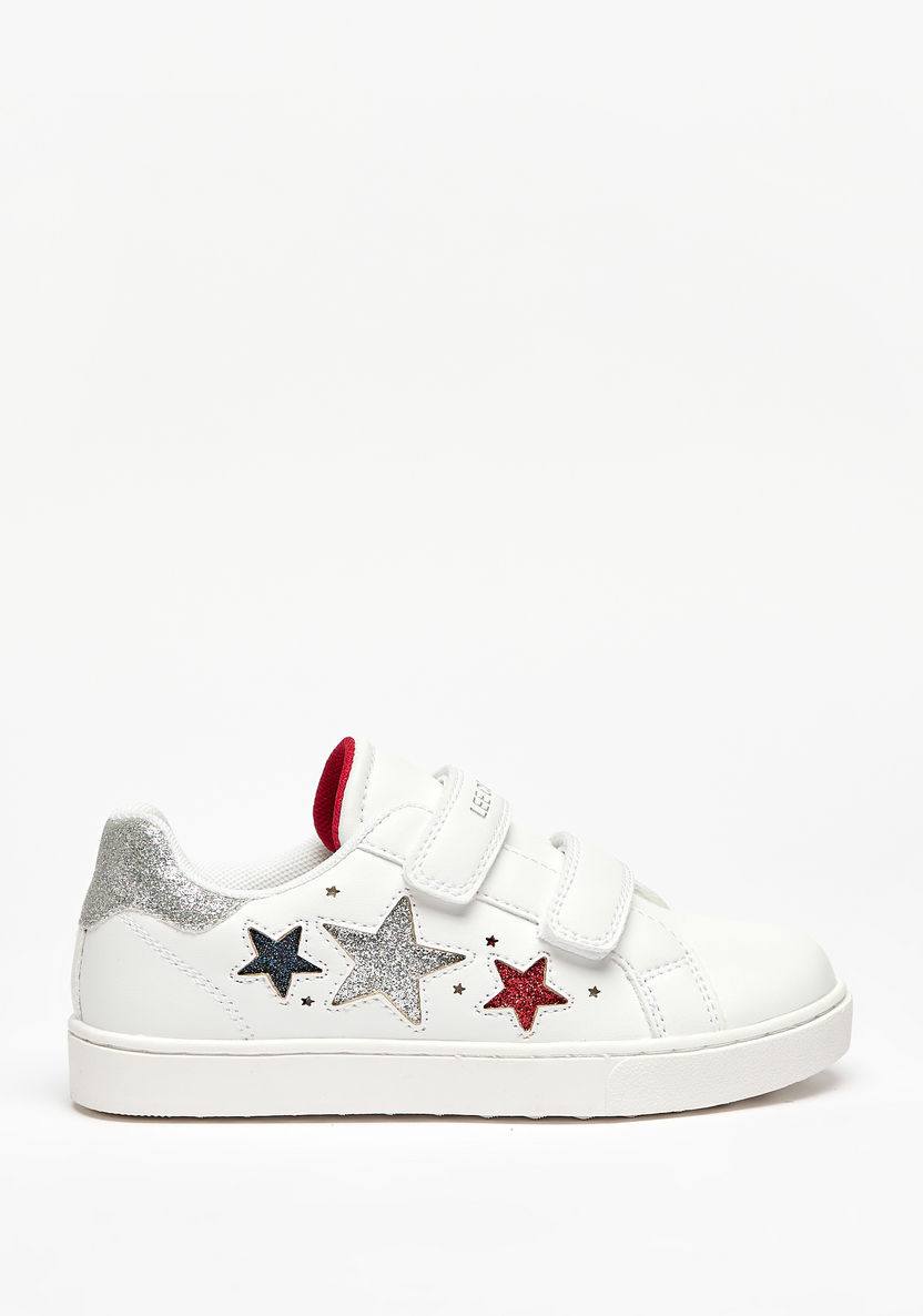 Lee Cooper Girls' Glitter Detail Sneakers with Hook and Loop Closure-Girl%27s Casual Shoes-image-0