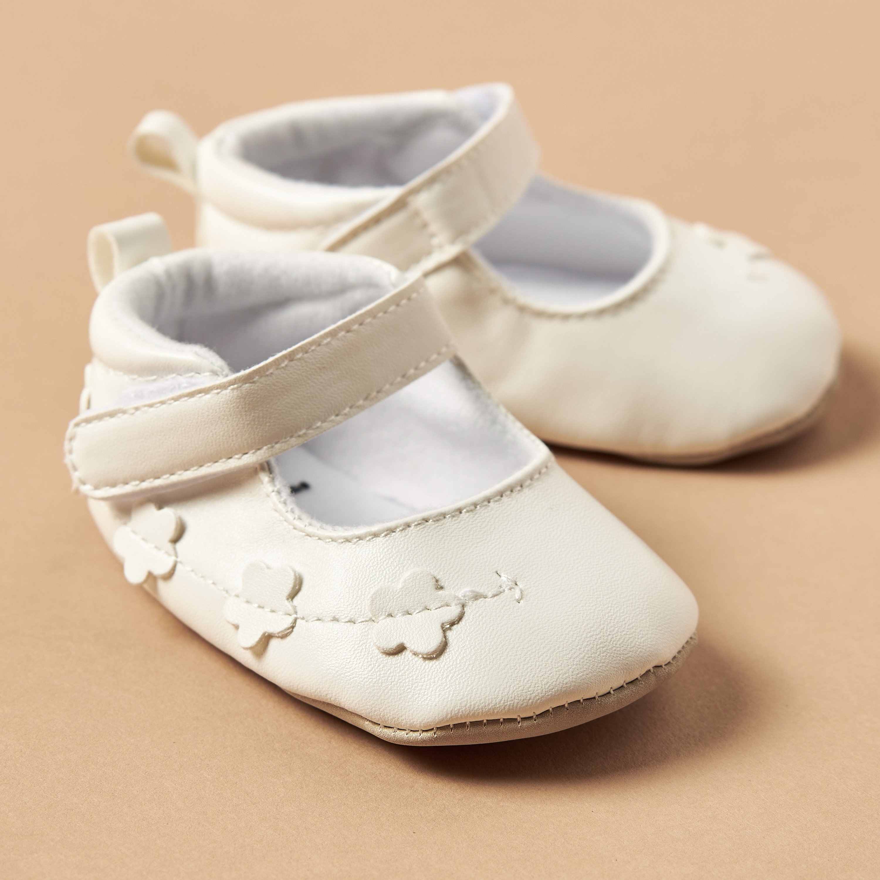 Buy Juniors Flower Applique Booties with Hook and Loop Closure Online ...