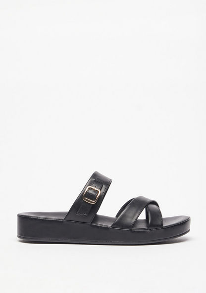 Le Confort Solid Open Toe Slip-On Sandals-Women%27s Flat Sandals-image-0