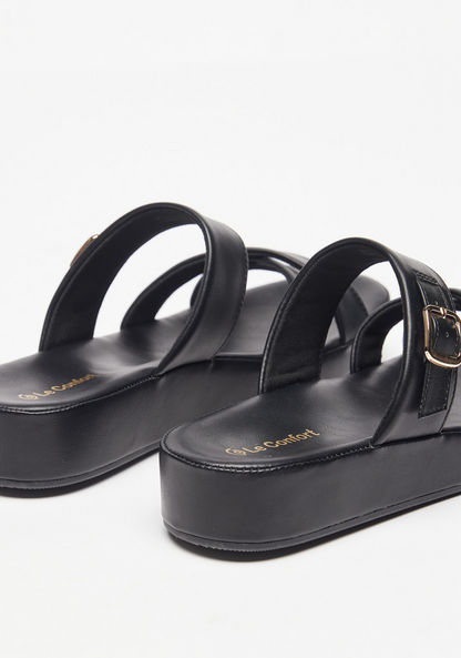 Le Confort Solid Open Toe Slip-On Sandals-Women%27s Flat Sandals-image-2