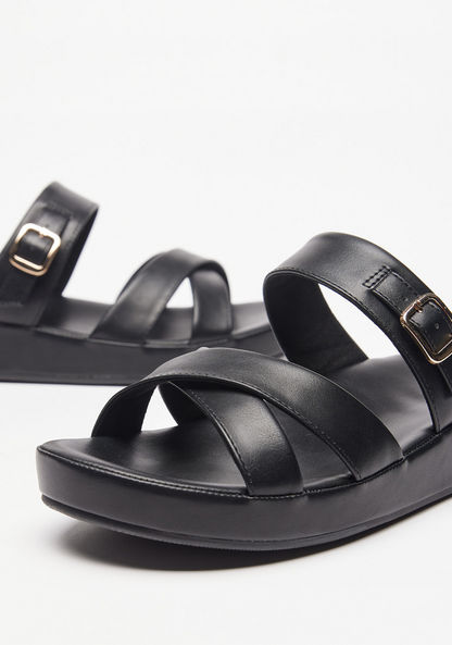 Le Confort Solid Open Toe Slip-On Sandals-Women%27s Flat Sandals-image-3
