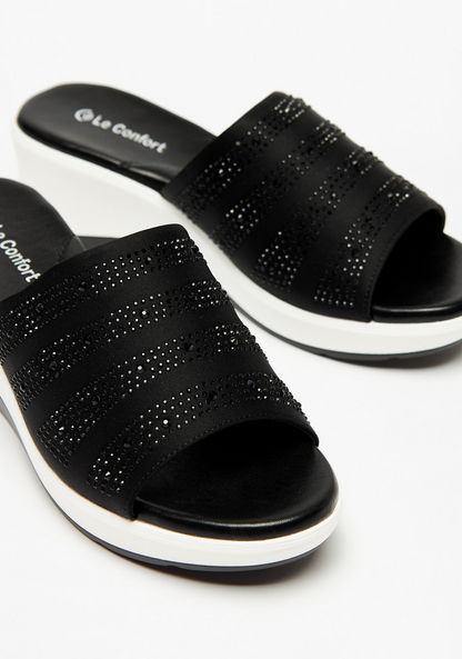 Le Confort Embellished Slip-On Sandals with Flatform Heels-Women%27s Flat Sandals-image-2