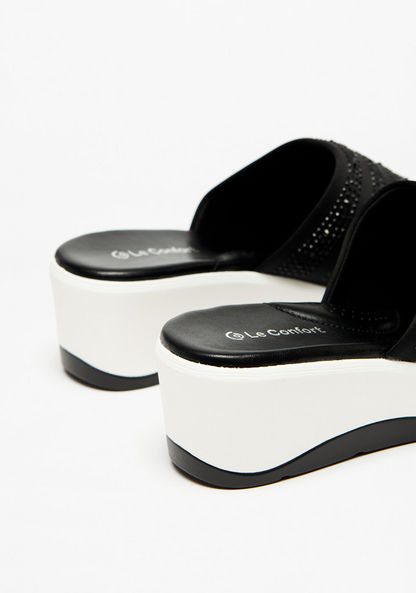 Le Confort Embellished Slip-On Sandals with Flatform Heels-Women%27s Flat Sandals-image-3
