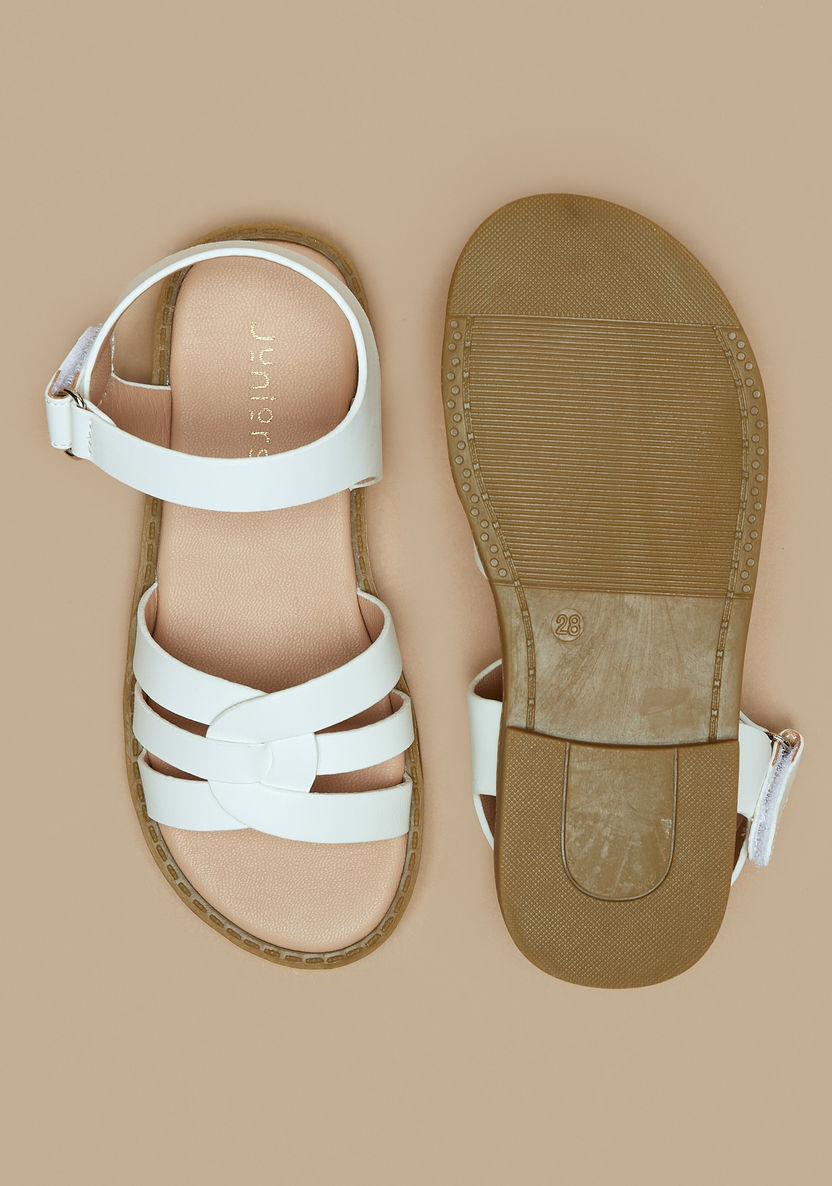Juniors Cross Strap Sandals with Hook and Loop Closure-Girl%27s Sandals-image-3