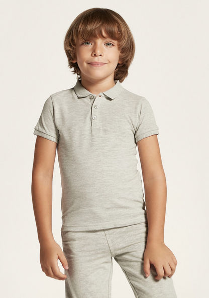 Juniors Textured Polo T-shirt with Short Sleeves-T Shirts-image-1