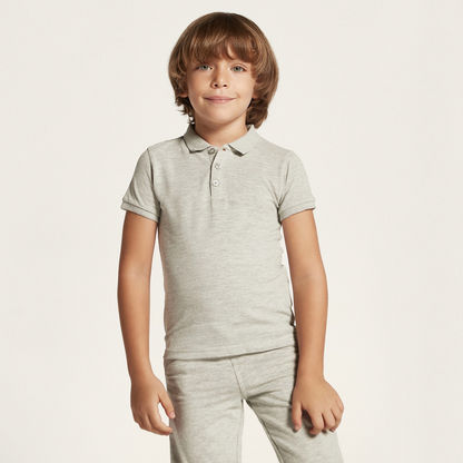 Juniors Textured Polo T-shirt with Short Sleeves