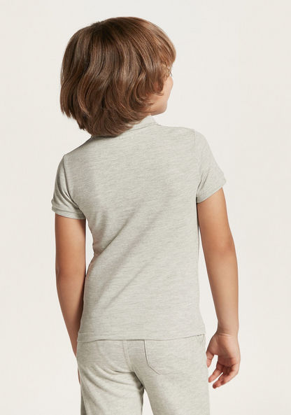 Juniors Textured Polo T-shirt with Short Sleeves-T Shirts-image-3