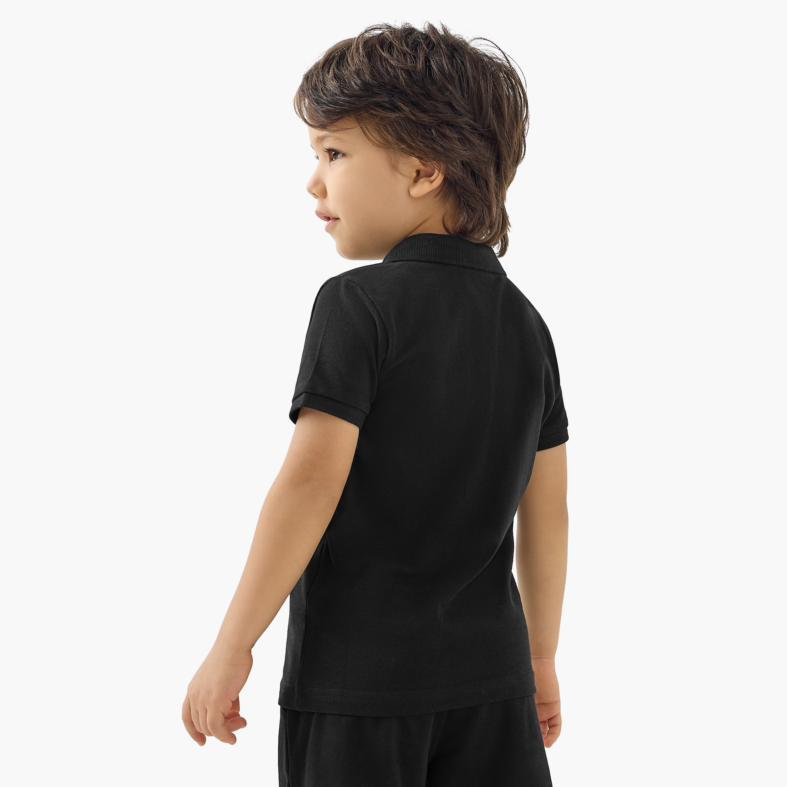 Juniors Textured Polo Neck T-Shirt with Short Sleeves-boys-clothing-tshirtsandpolos-image-3