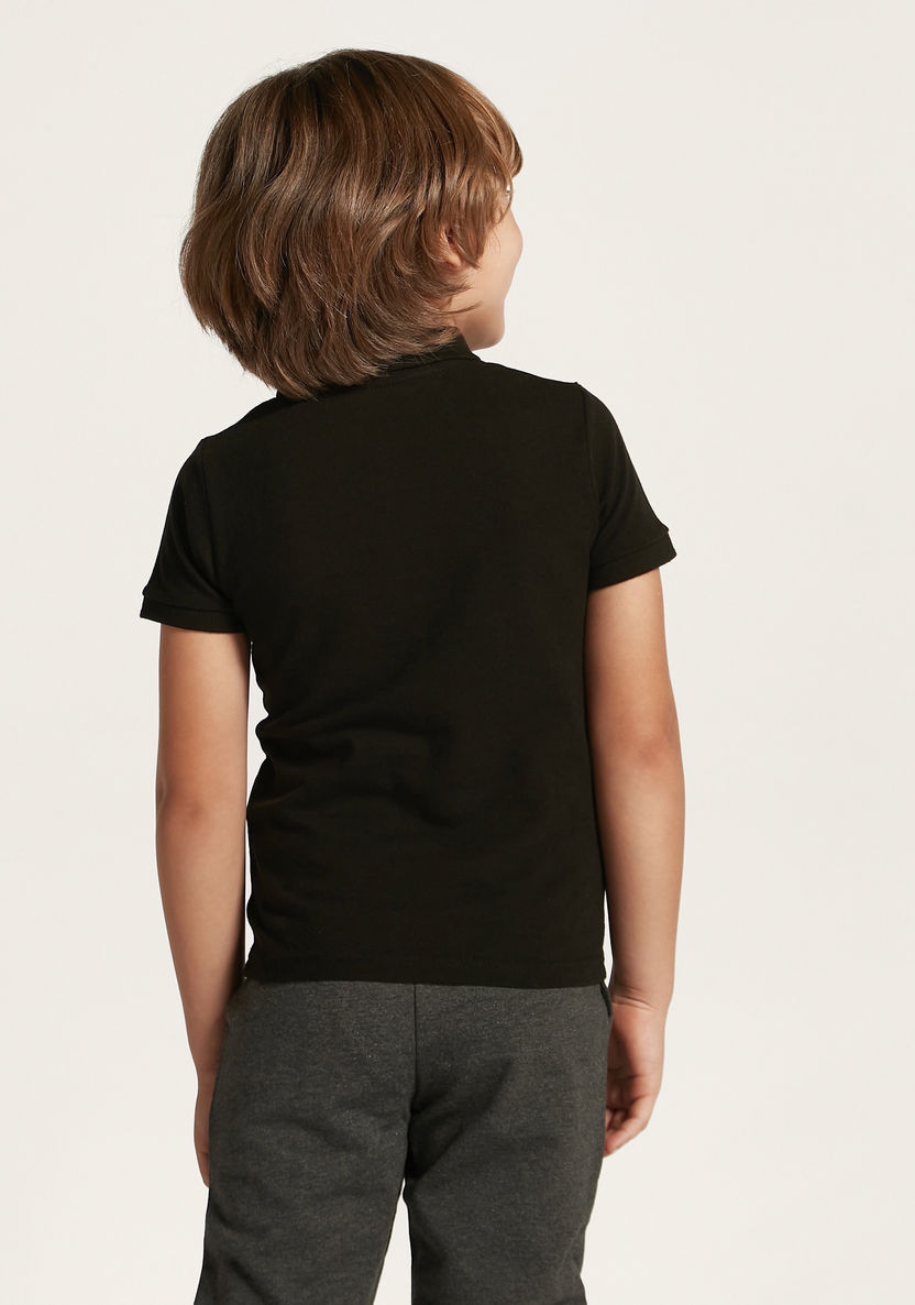 Juniors Textured Polo Neck T-shirt with Short Sleeves-T Shirts-image-2
