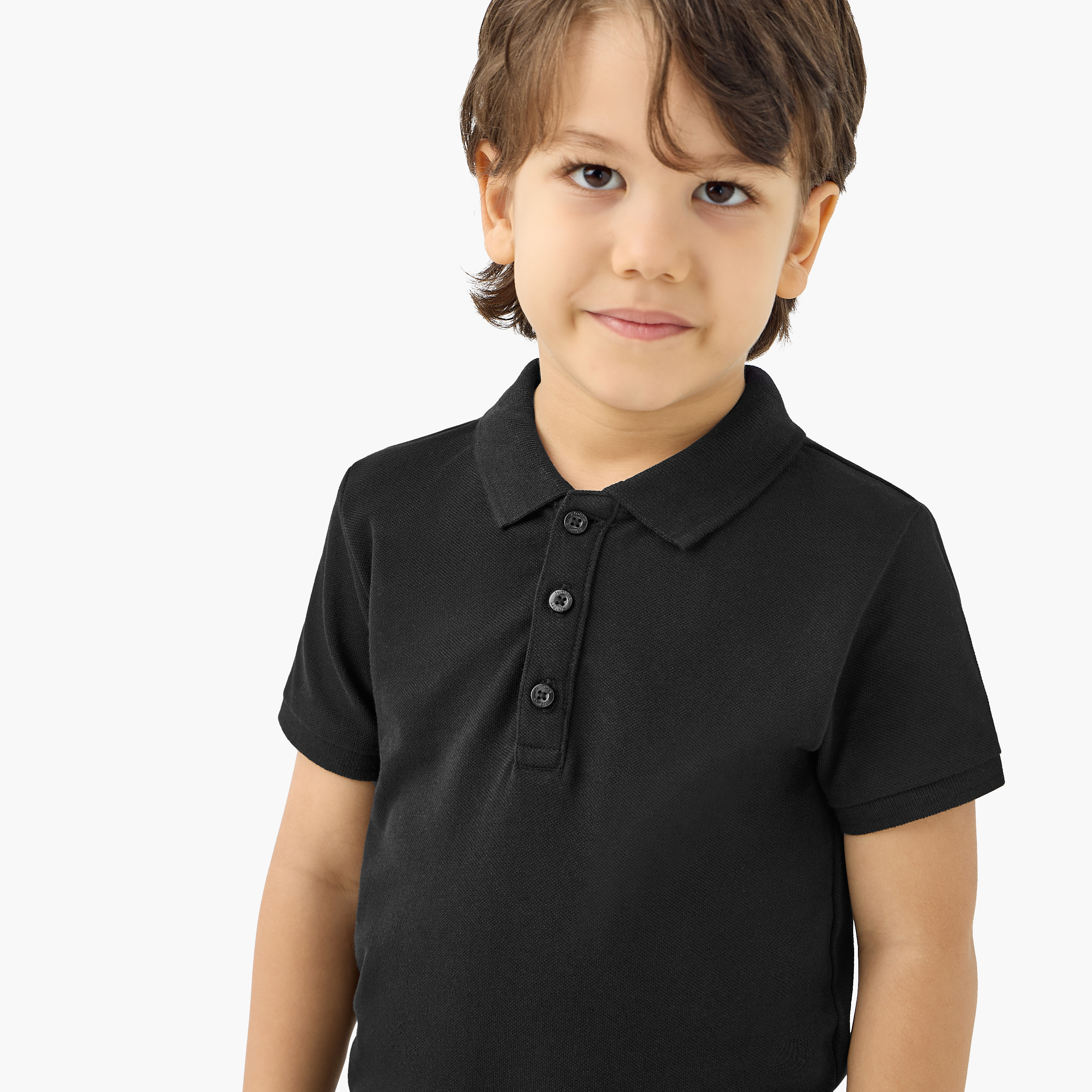 Juniors Textured Polo Neck T-Shirt with Short Sleeves-boys-clothing-tshirtsandpolos-image-4