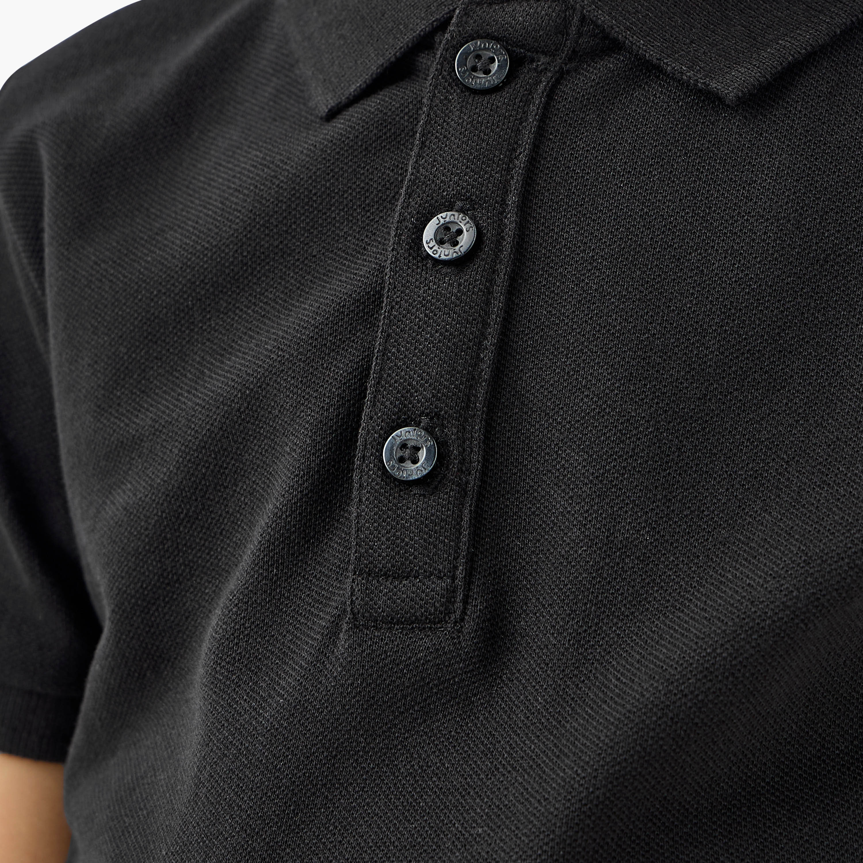 Juniors Textured Polo Neck T-Shirt with Short Sleeves-boys-clothing-tshirtsandpolos-image-5