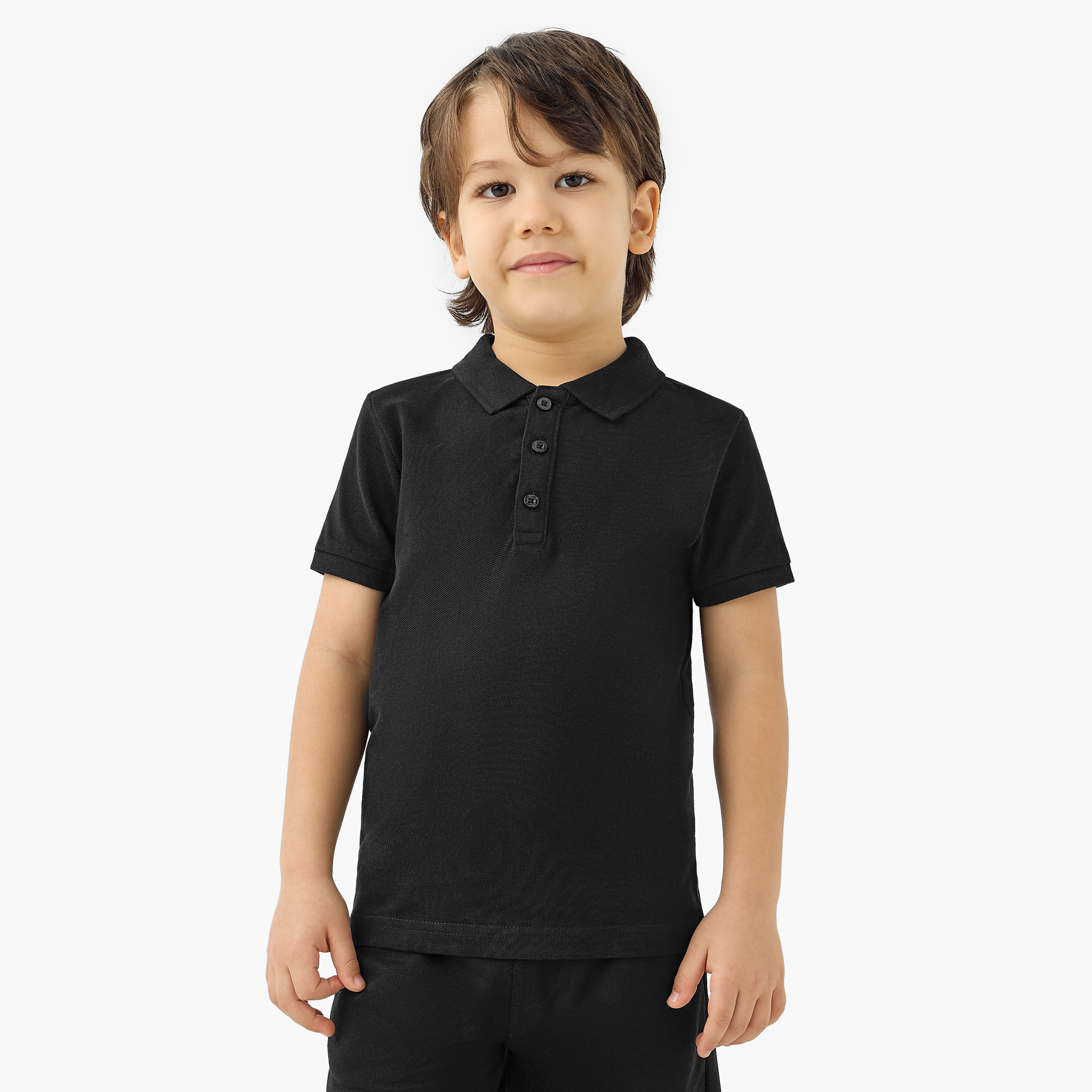 Juniors Textured Polo Neck T-Shirt with Short Sleeves-boys-clothing-tshirtsandpolos-image-6