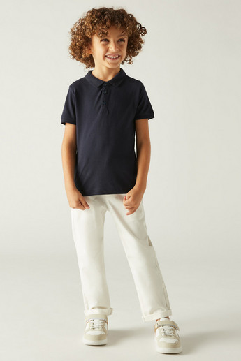Juniors Polo Neck T-Shirt with Short Sleeves
