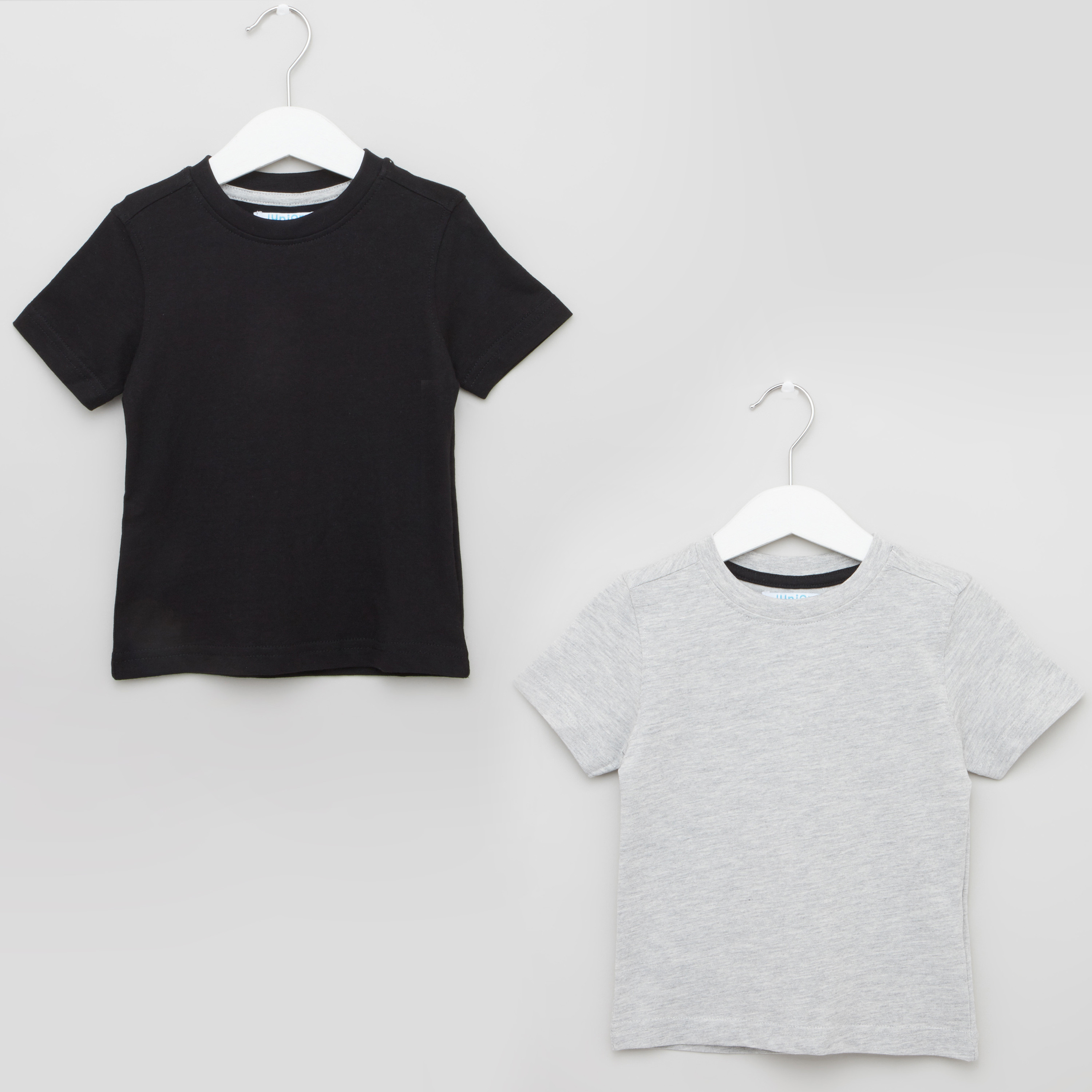 Juniors Solid T-shirt with Round Neck and Short Sleeves - Set of 2-boys-clothing-tshirtsandpolos-image-1