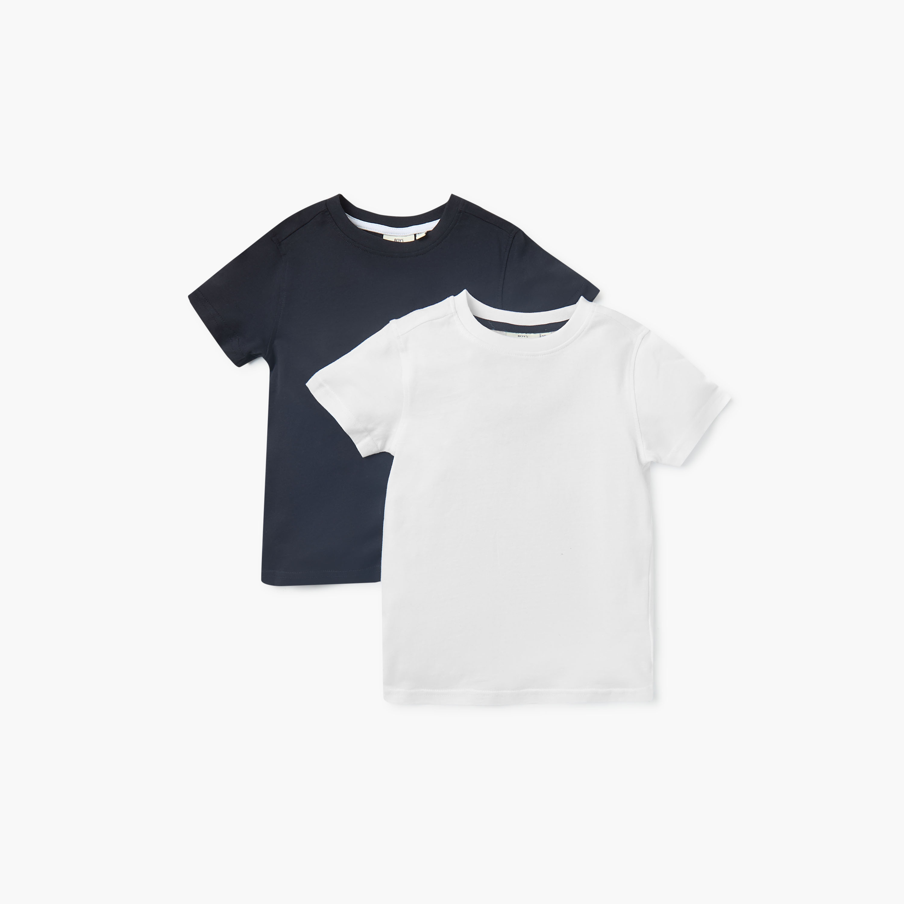 Juniors Solid T-shirt with Round Neck and Short Sleeves - Set of 2-boys-clothing-tshirtsandpolos-image-1