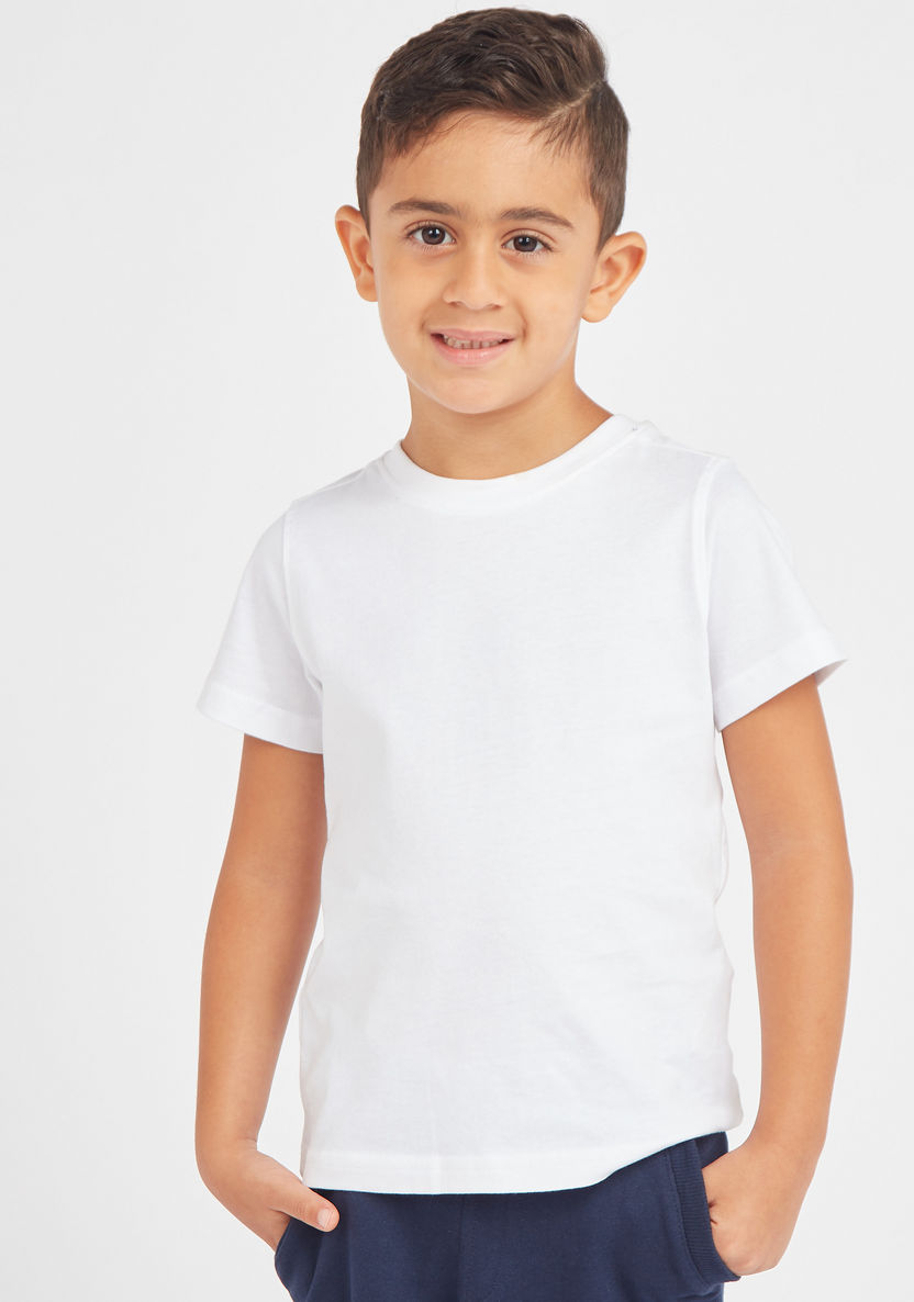 Juniors Solid T-shirt with Round Neck and Short Sleeves - Set of 2-Multipacks-image-2
