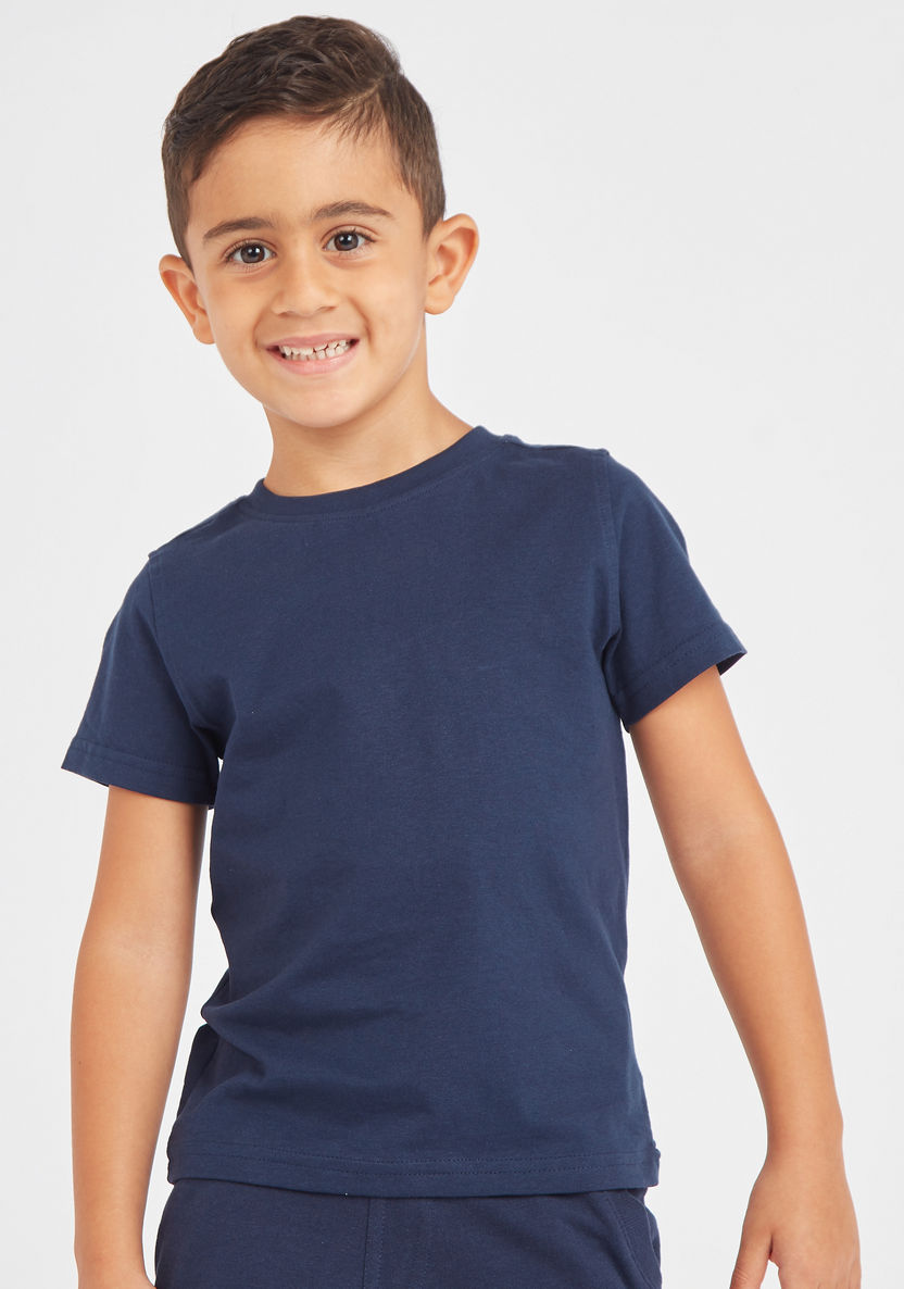 Juniors Solid T-shirt with Round Neck and Short Sleeves - Set of 2-Multipacks-image-5