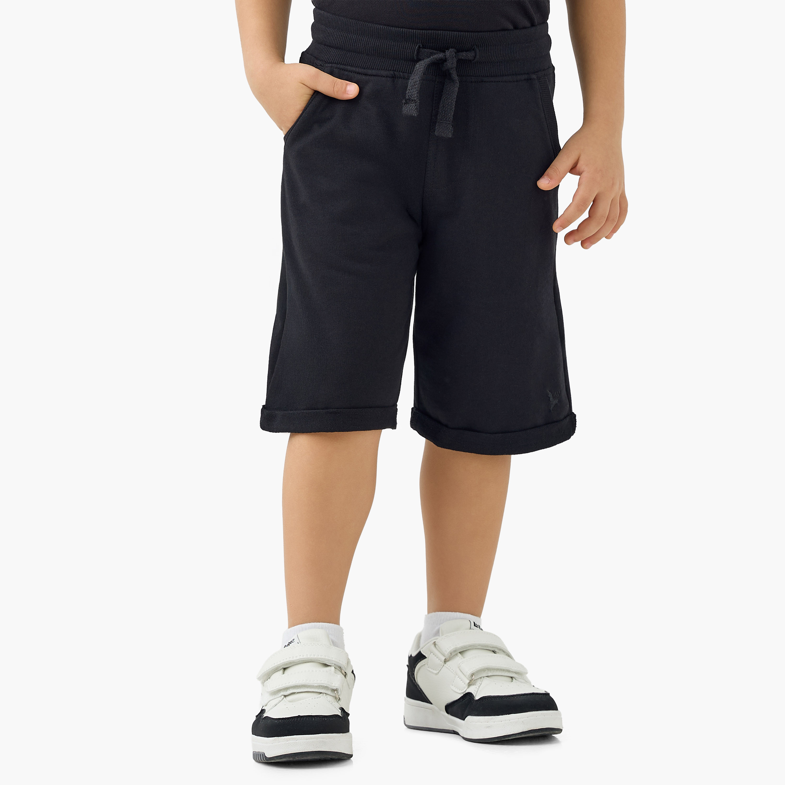 Juniors Solid Shorts with Pocket Detail and Elasticised Waistband-boys-clothing-bottoms-shorts-image-1