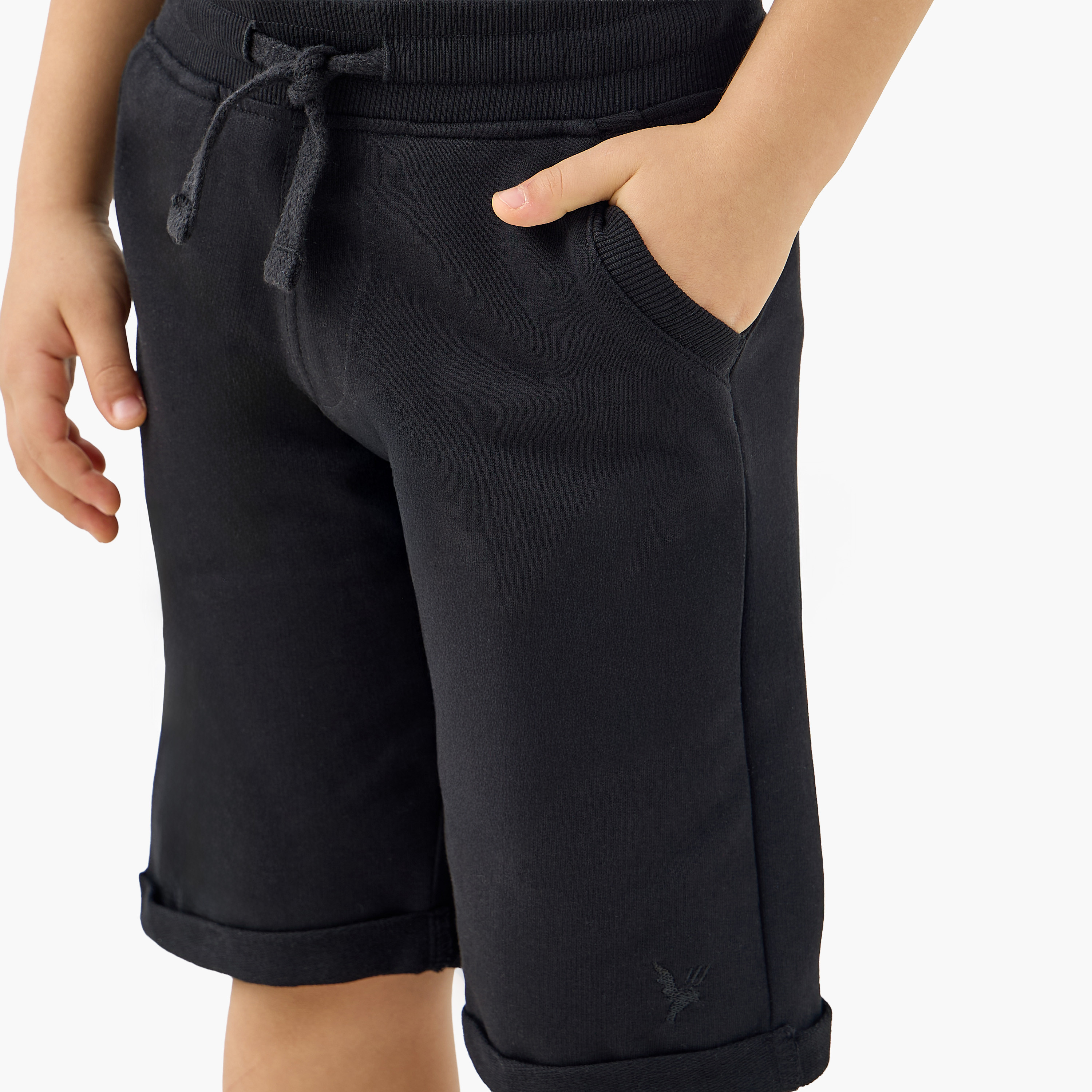 Juniors Solid Shorts with Pocket Detail and Elasticised Waistband-boys-clothing-bottoms-shorts-image-4