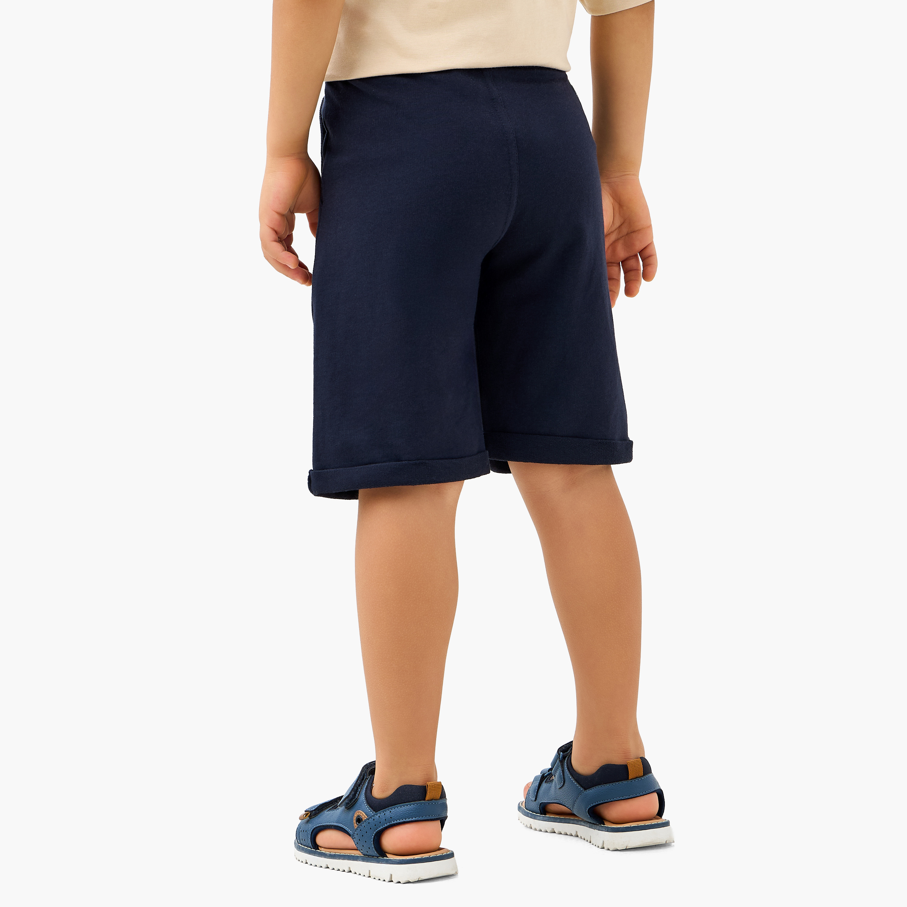 Juniors Solid Shorts with Pocket Detail and Elasticised Waistband-boys-clothing-bottoms-shorts-image-3