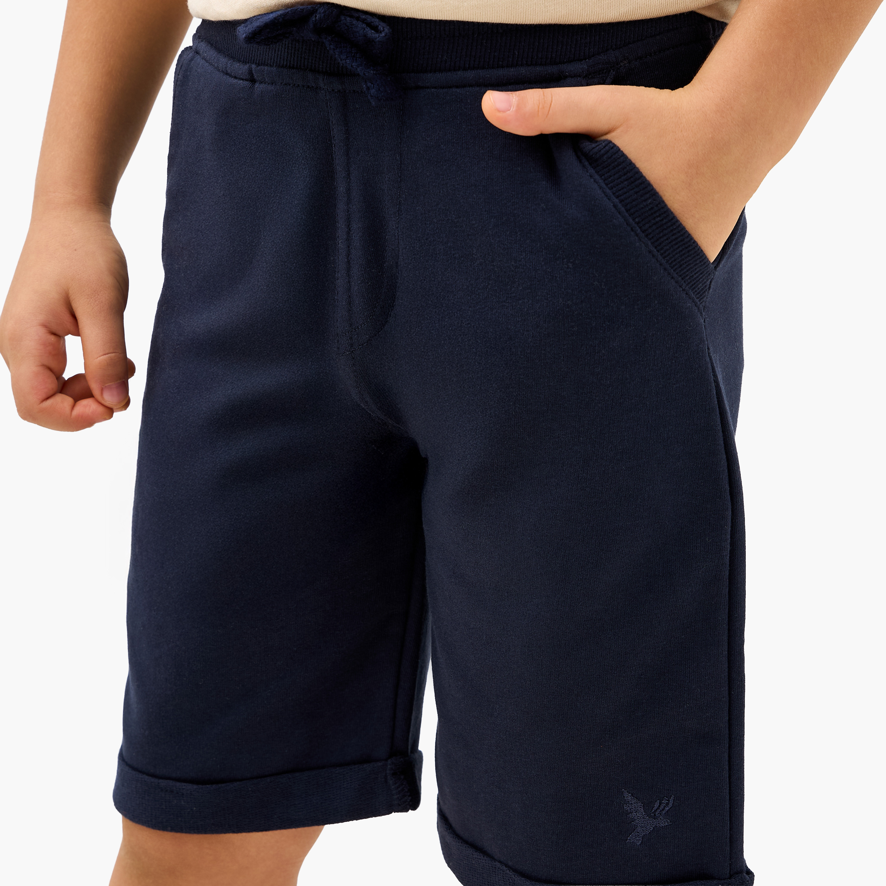 Juniors Solid Shorts with Pocket Detail and Elasticised Waistband-boys-clothing-bottoms-shorts-image-4