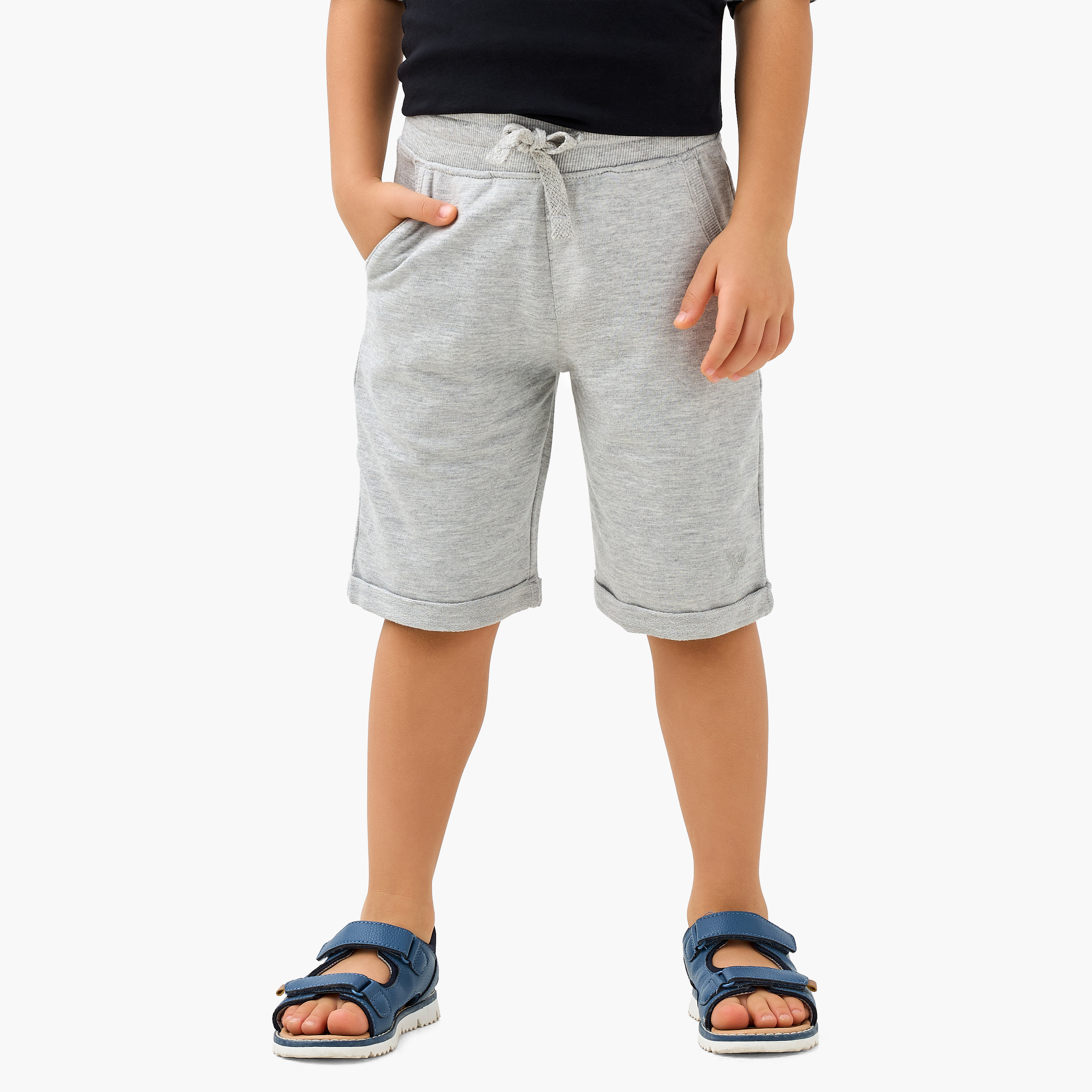 Juniors Solid Shorts with Pocket Detail and Elasticised Waistband-boys-clothing-bottoms-shorts-image-1