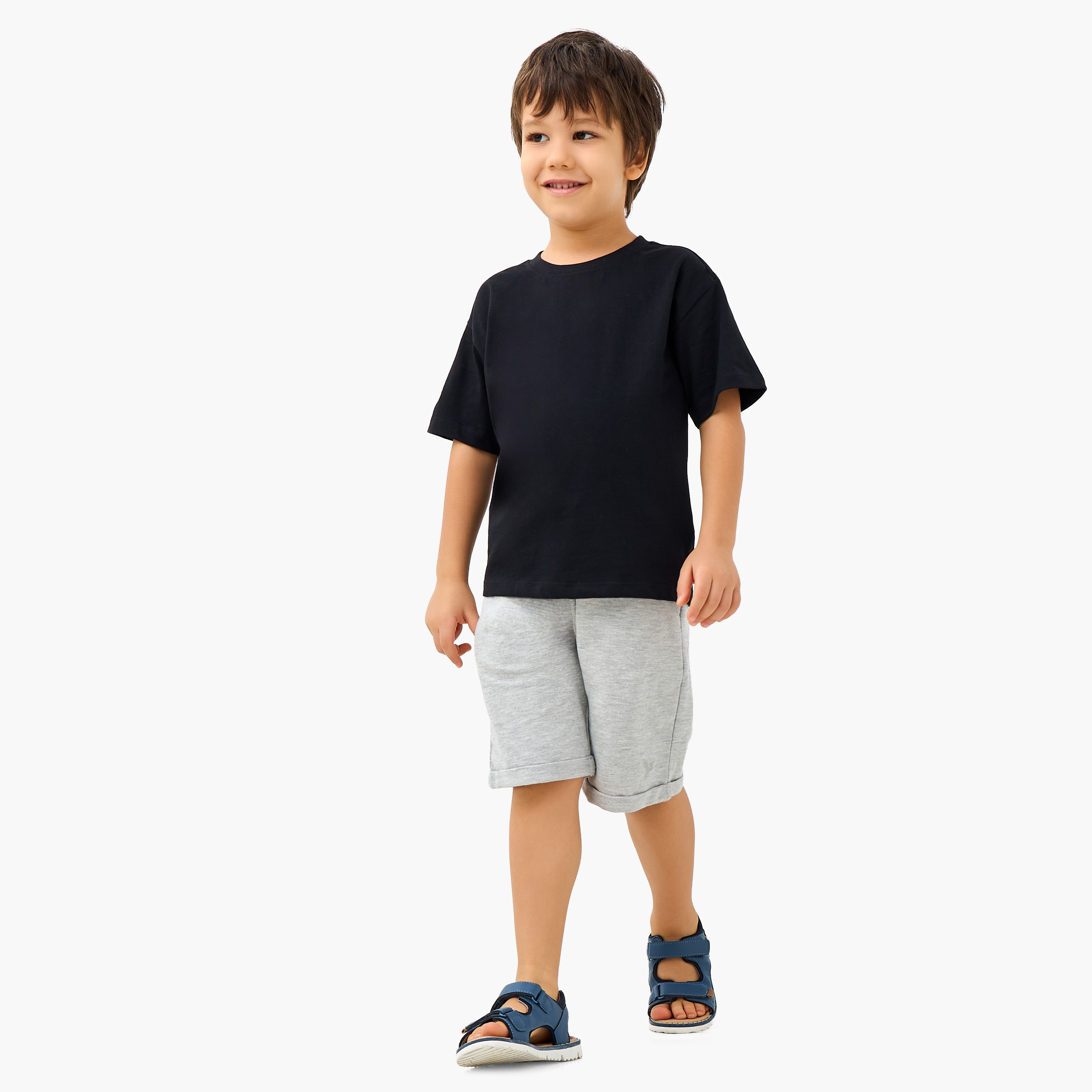 Juniors Solid Shorts with Pocket Detail and Elasticised Waistband-boys-clothing-bottoms-shorts-image-2