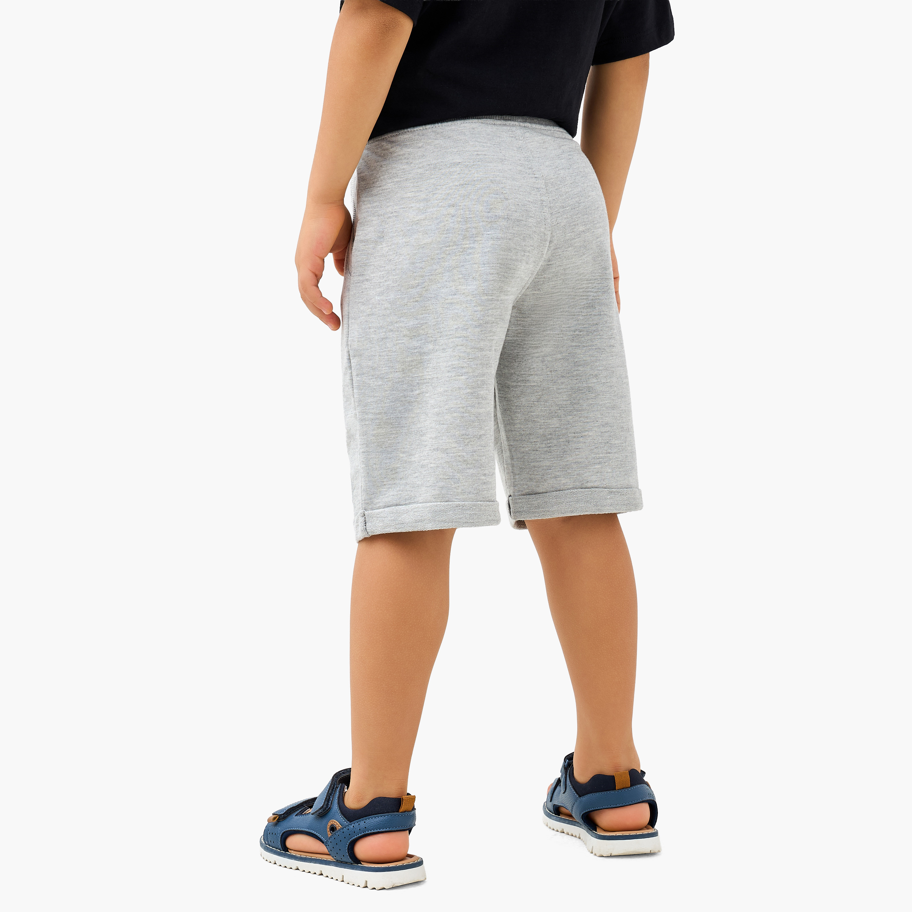 Juniors Solid Shorts with Pocket Detail and Elasticised Waistband-boys-clothing-bottoms-shorts-image-3
