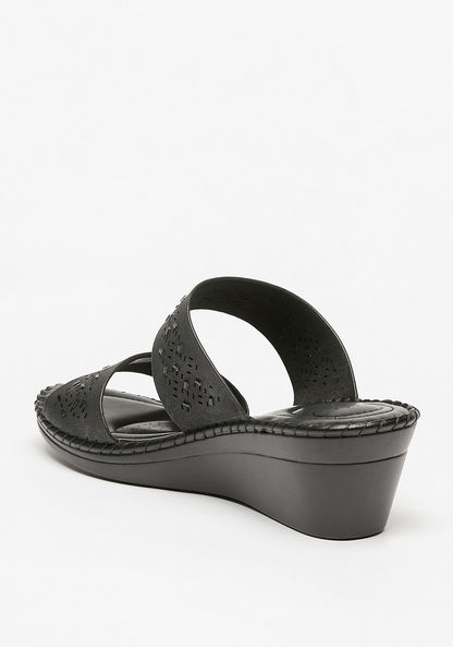 Le Confort Embellished Slip-On Sandals with Wedge Heels and Cut-Out Detail-Women%27s Heel Sandals-image-2