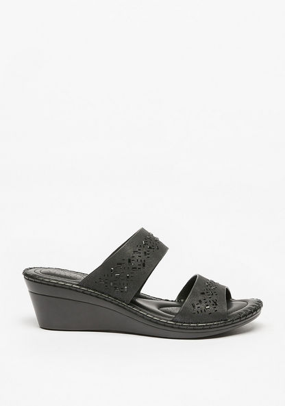 Le Confort Embellished Slip-On Sandals with Wedge Heels and Cut-Out Detail-Women%27s Heel Sandals-image-3