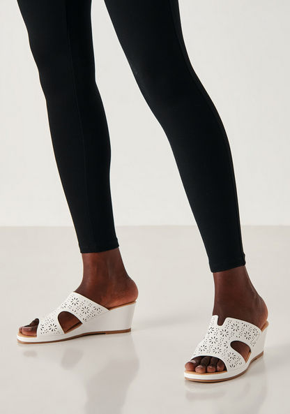 Le Confort Cutwork Slip-On Wedge Heels Sandals-Women%27s Heel Sandals-image-0