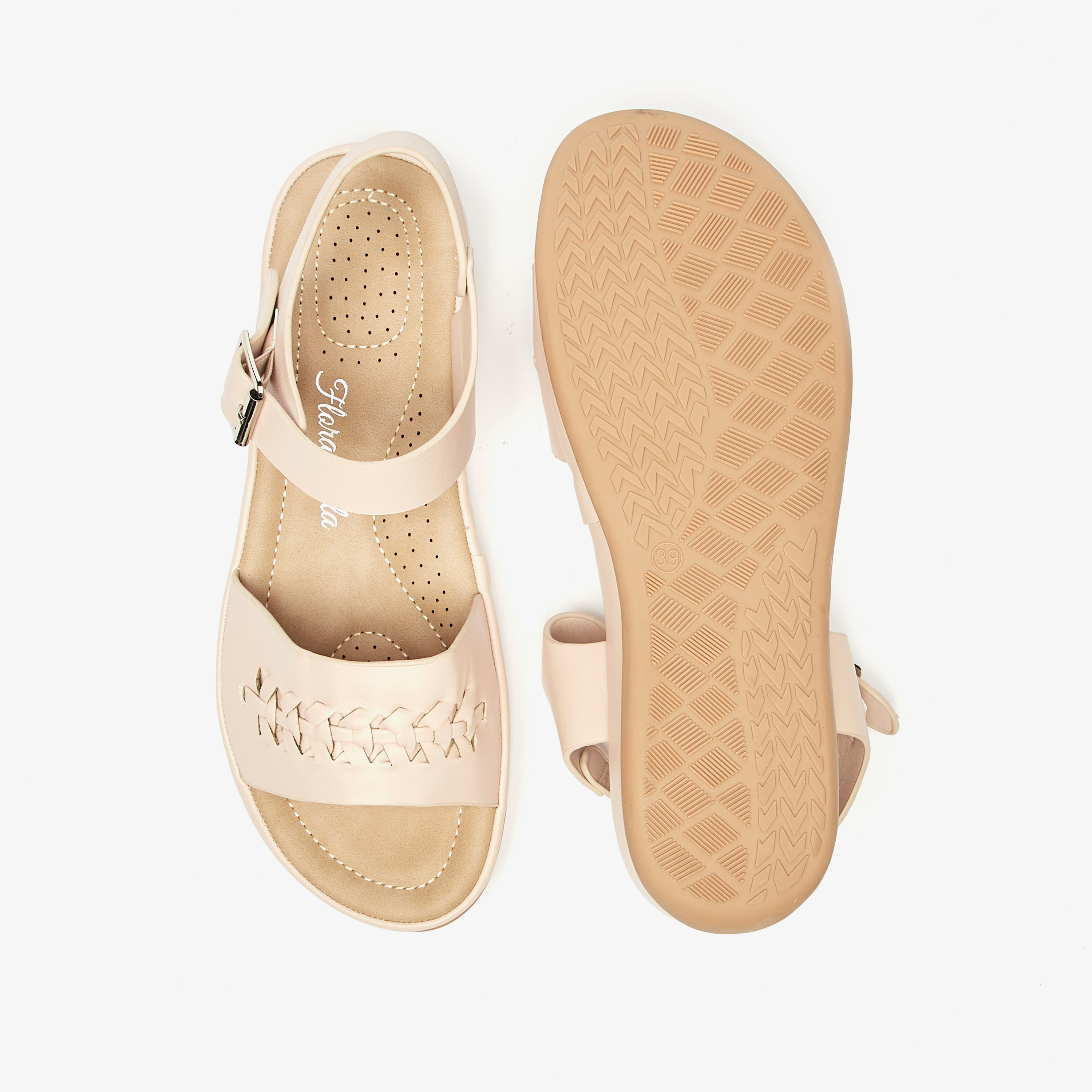صندل بارز الملمس بإبزيم إغلاق من فلورا بيلا-women-shoes-flats-sandals-image-4