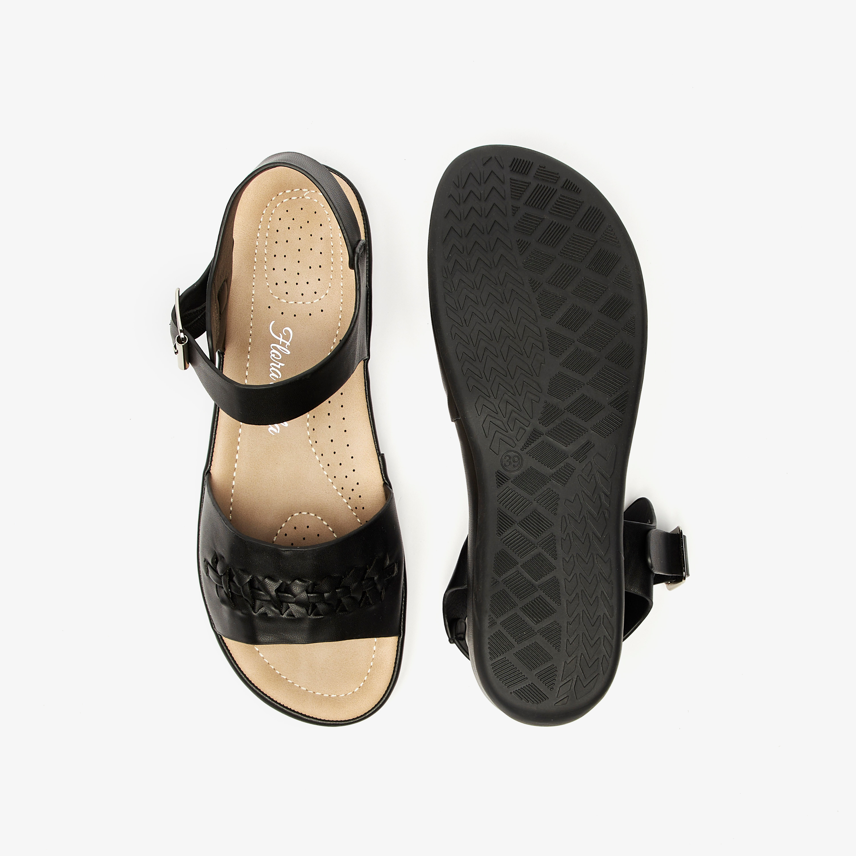 صندل بارز الملمس بإبزيم إغلاق من فلورا بيلا-women-shoes-flats-sandals-image-9