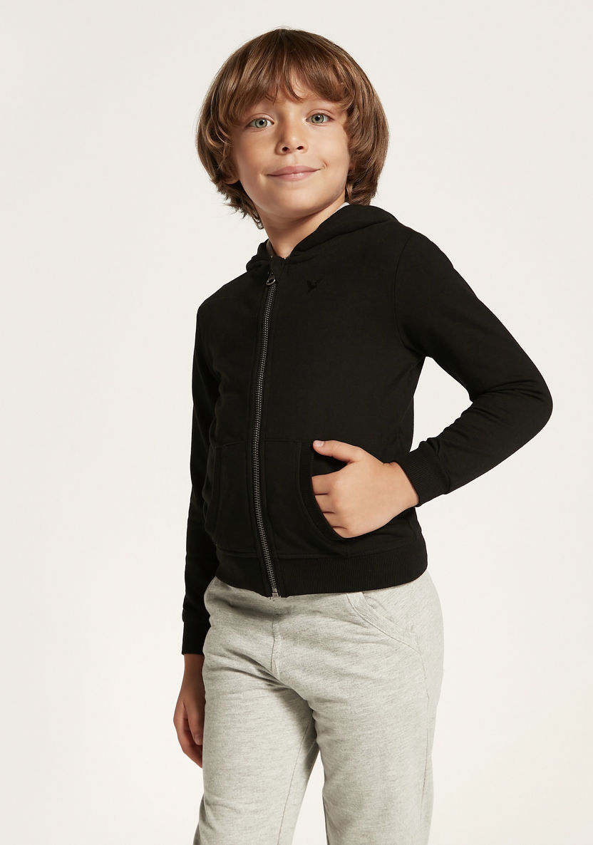 Juniors Solid Jacket with Long Sleeves and Hood-Sweatshirts-image-0