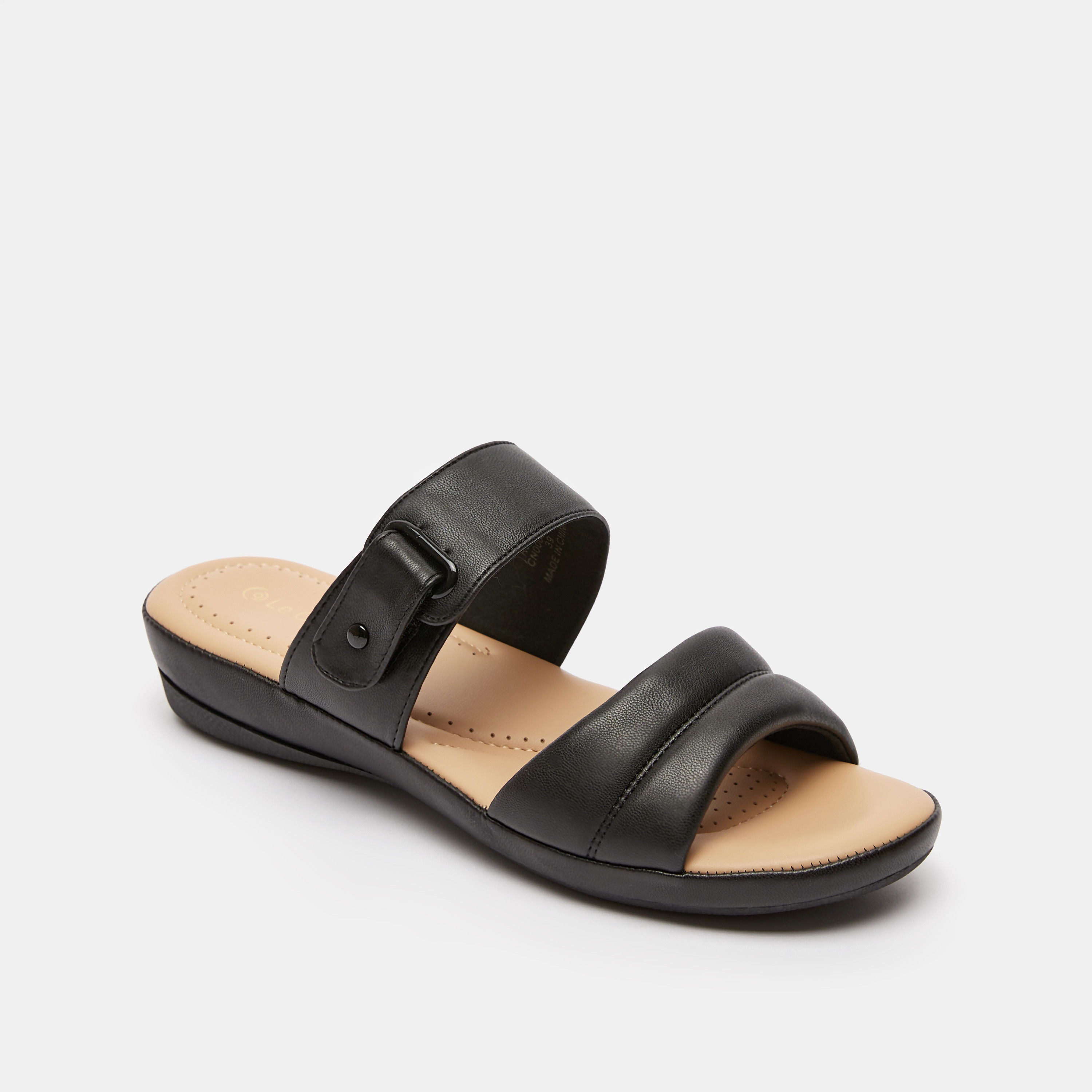 Le Confort Slip-On Slide Sandals with Buckle Detail-women-shoes-flats-sandals-image-2