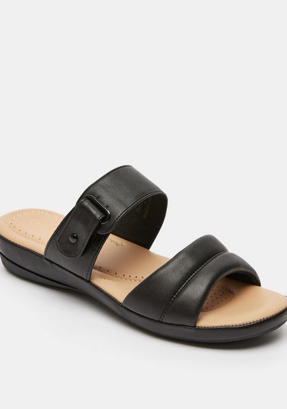 Le Confort Slip-On Slide Sandals with Buckle Detail-Women%27s Flat Sandals-image-1
