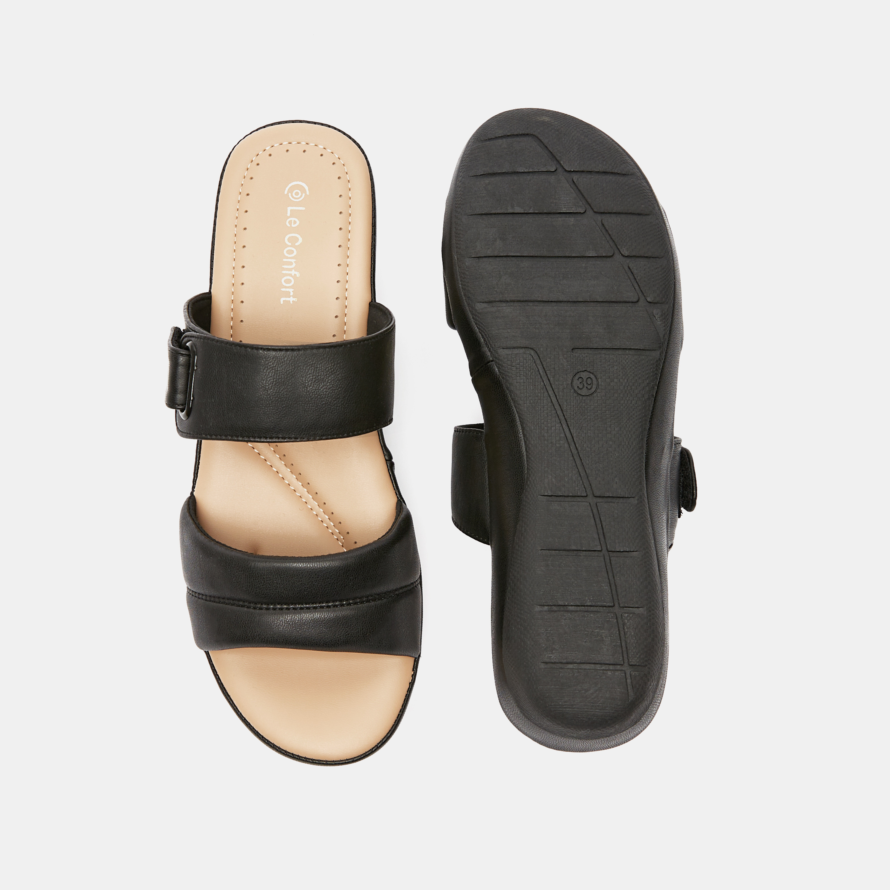 Le Confort Slip-On Slide Sandals with Buckle Detail-women-shoes-flats-sandals-image-5