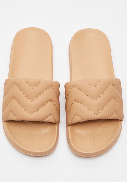 Quilted Open Toe Slide Slippers-Women%27s Flip Flops & Beach Slippers-image-0